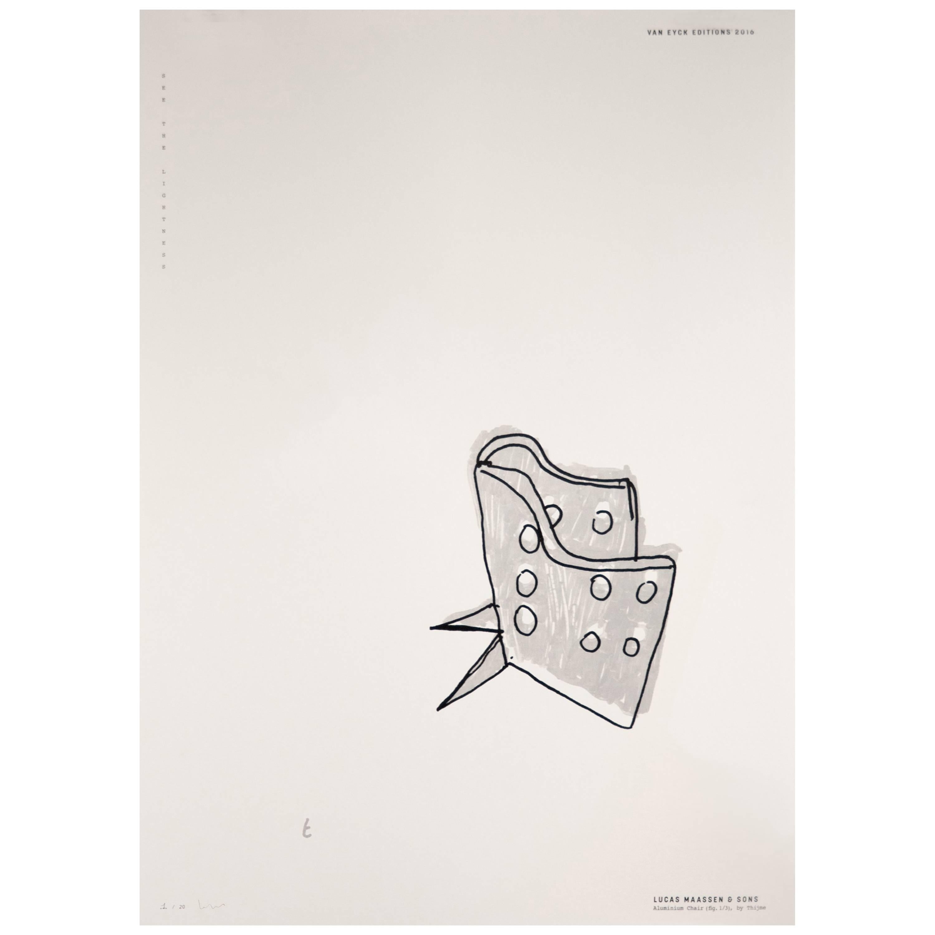 Aluminum Chair 'Fig. 1/3' by Lucas Maassen & Sons, Silkscreen Print, 2015 For Sale