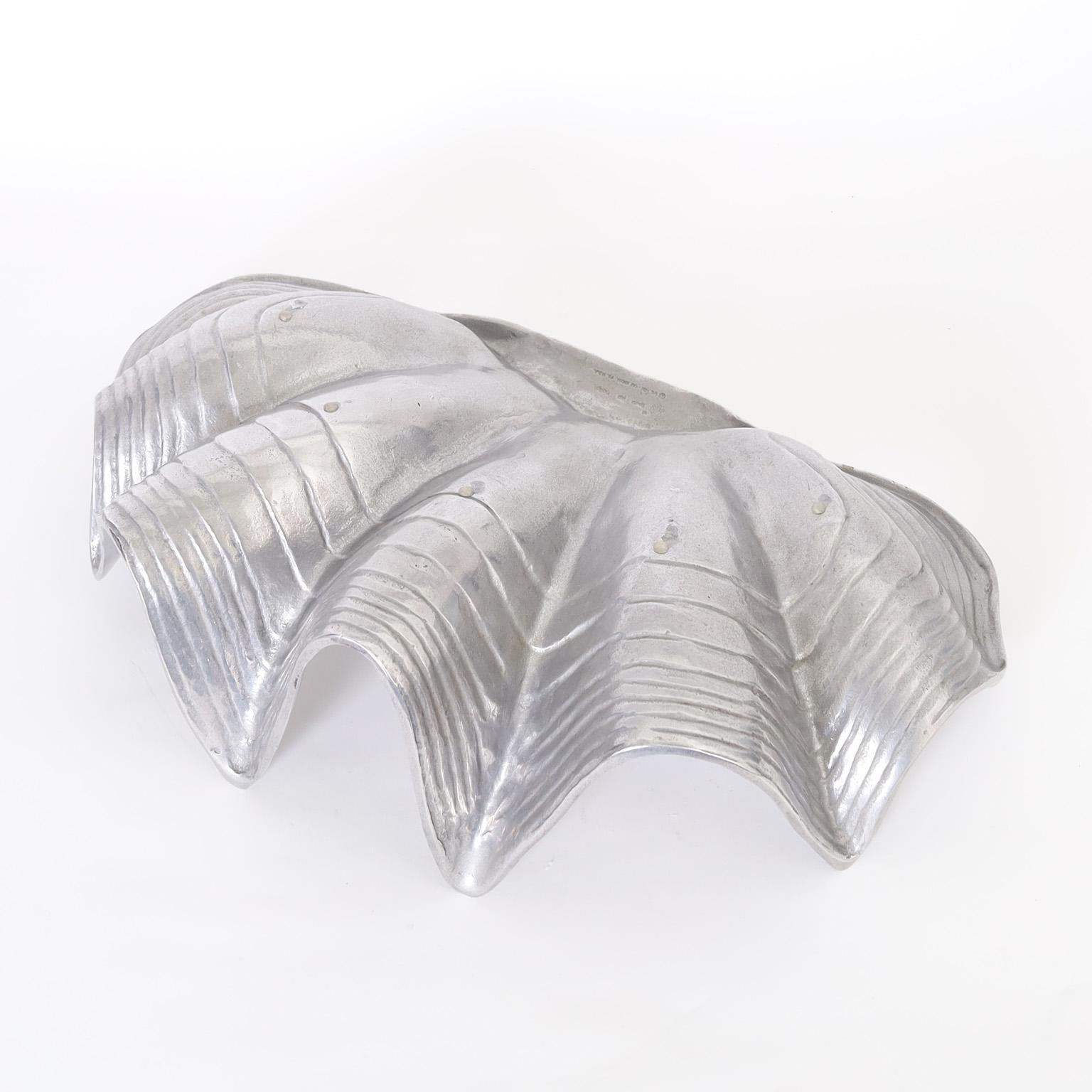 Hand-Crafted Aluminum Clam Shell Bowl For Sale