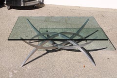 X-Base Aluminum Coffee Table with Glass Top