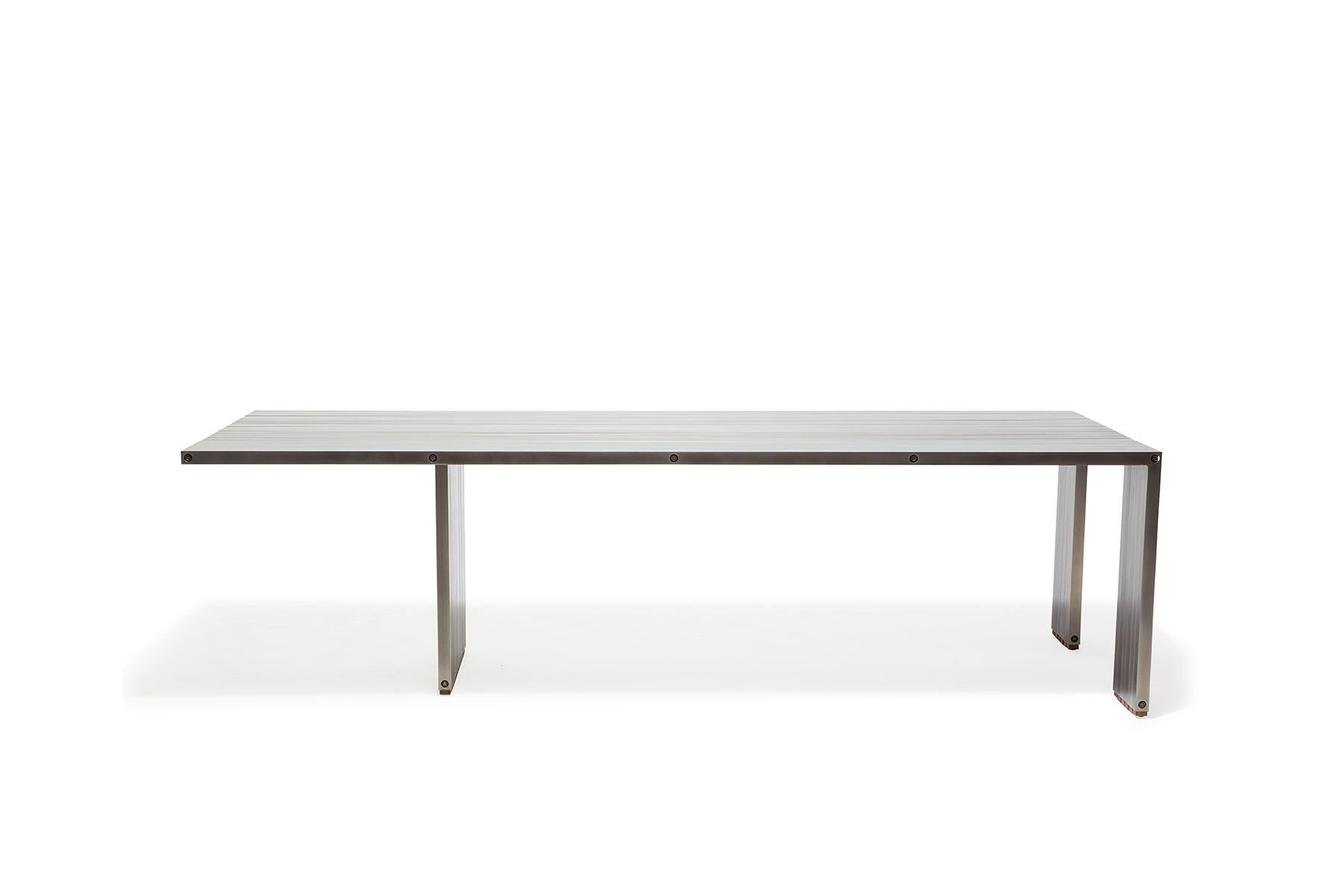 American Aluminum Compression Table in Antique Nickel For Sale