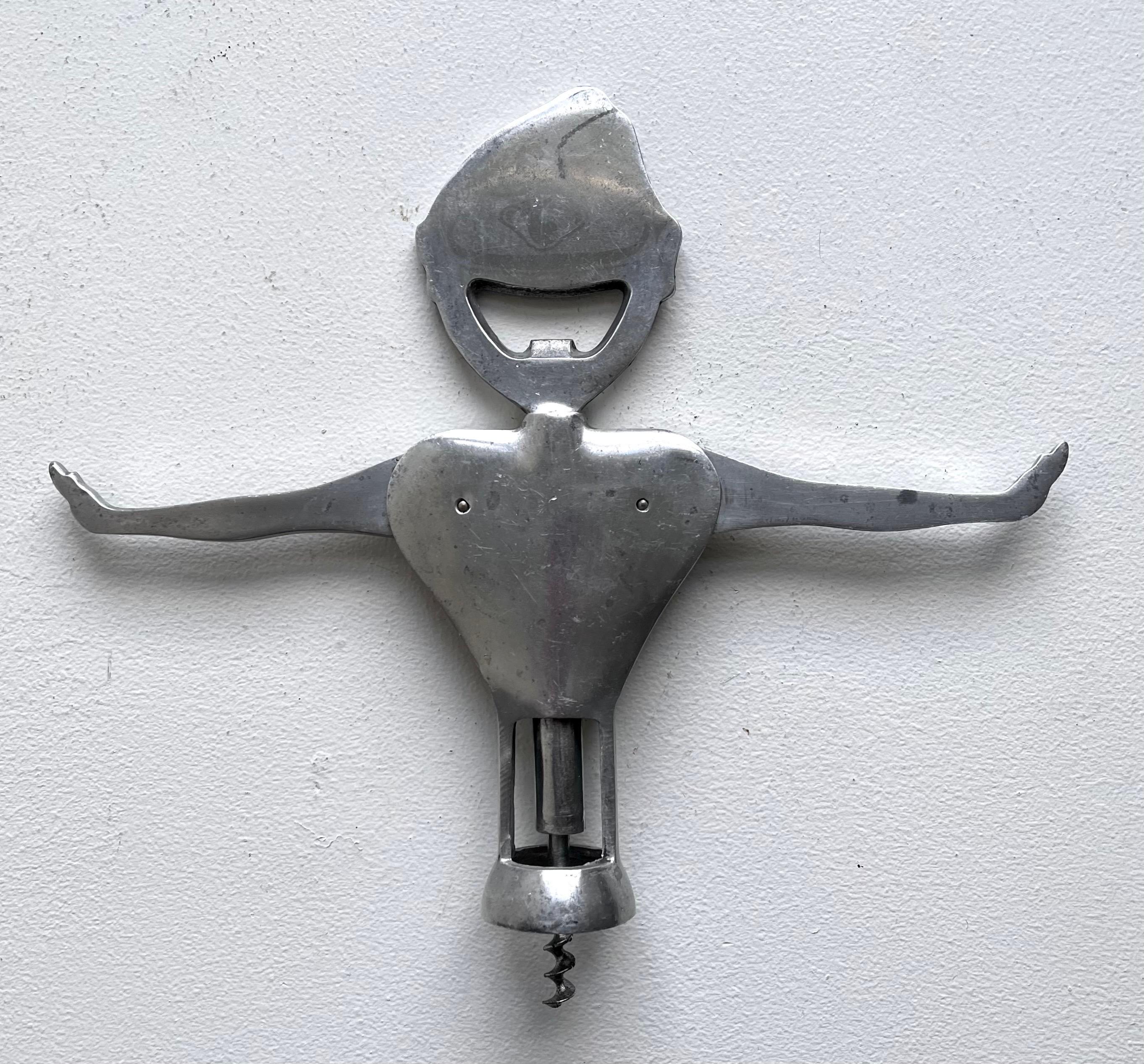 Aluminium-Korkenzieher und -Flaschenöffner, Italien, 1950er Jahre (Moderne der Mitte des Jahrhunderts) im Angebot