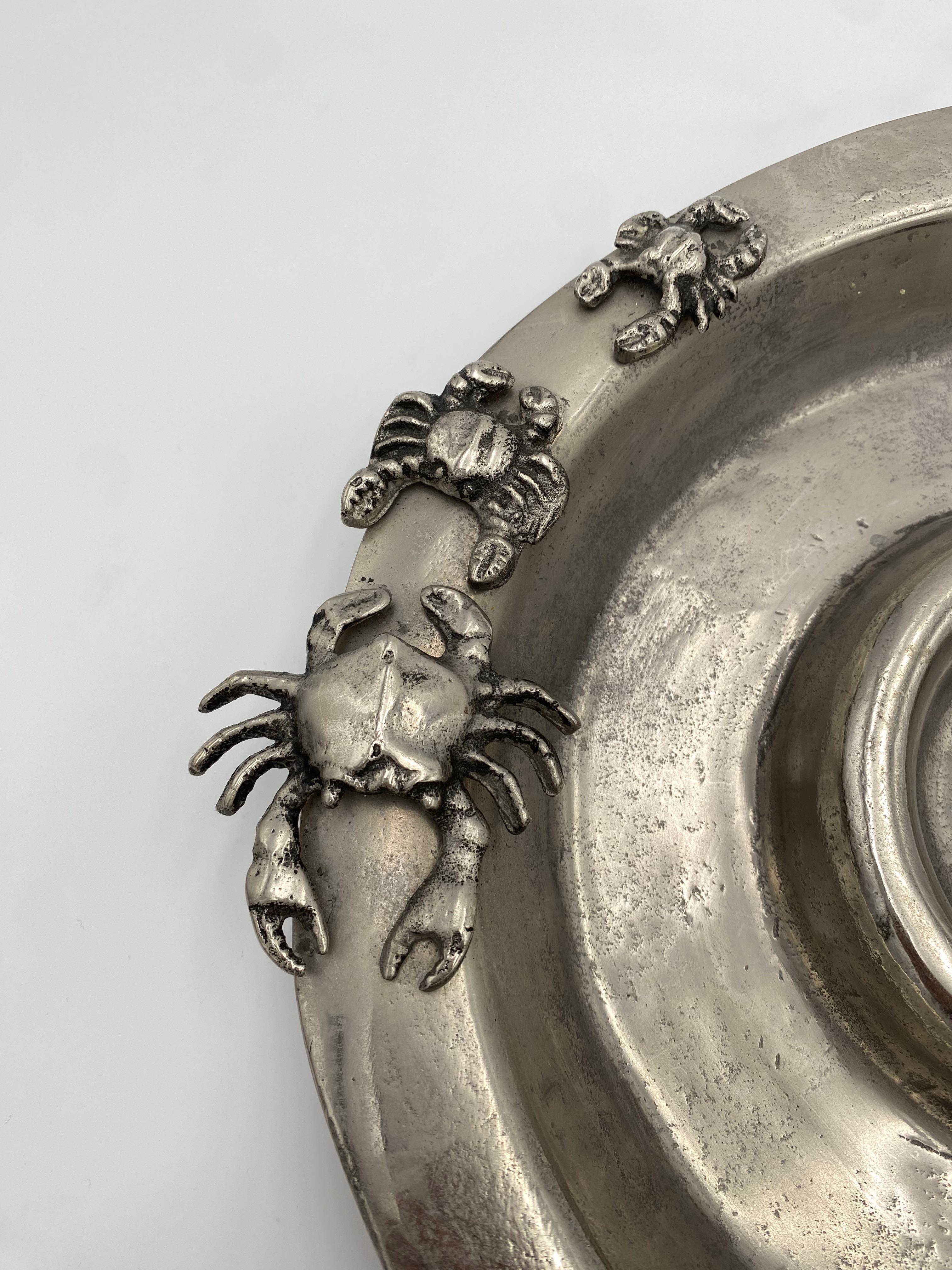 Late 20th Century Aluminum Crab/Seafood Serving Platter For Sale