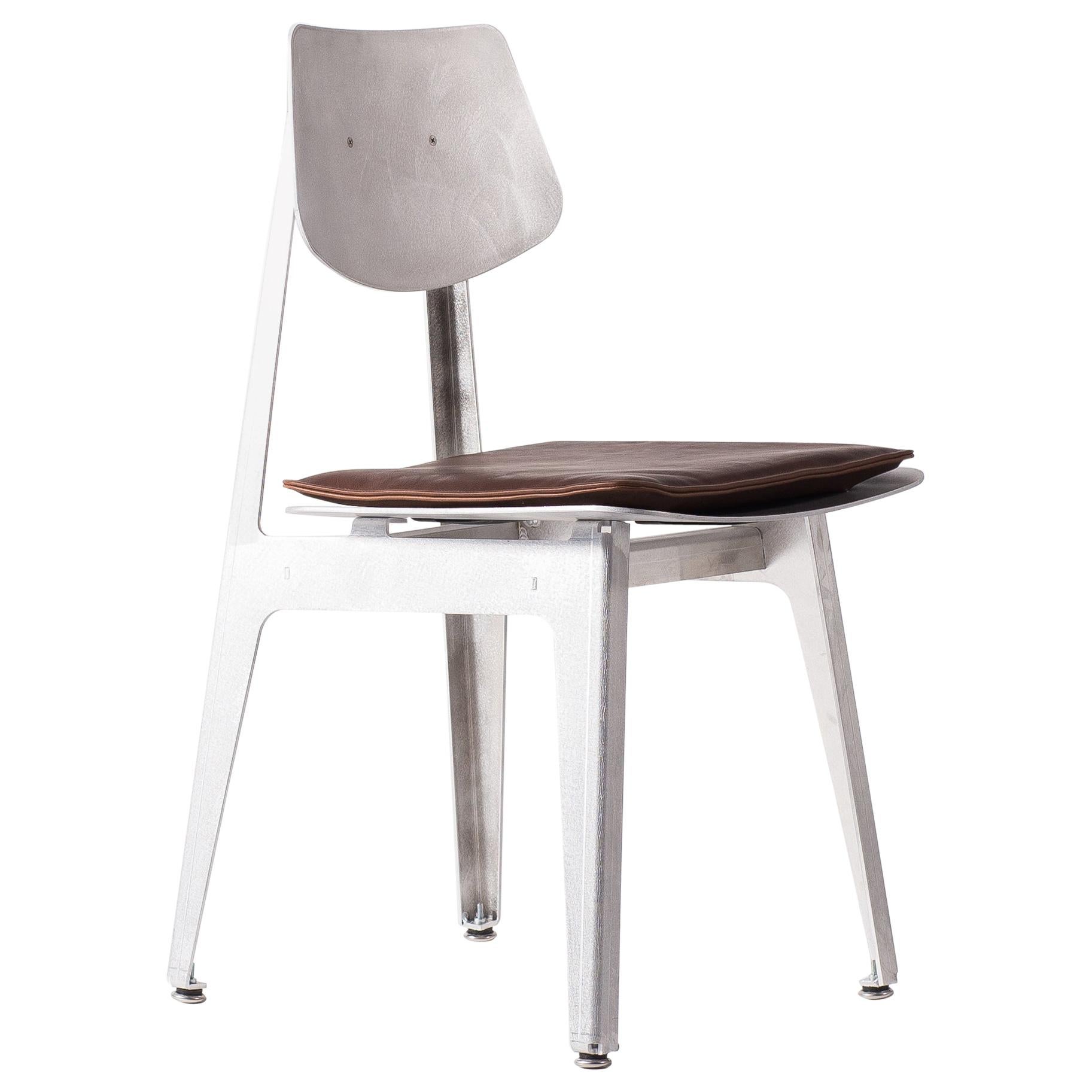 Chaise de salle à manger extérieure en aluminium avec coussin de siège en cuir / Chaise de salle à manger BT