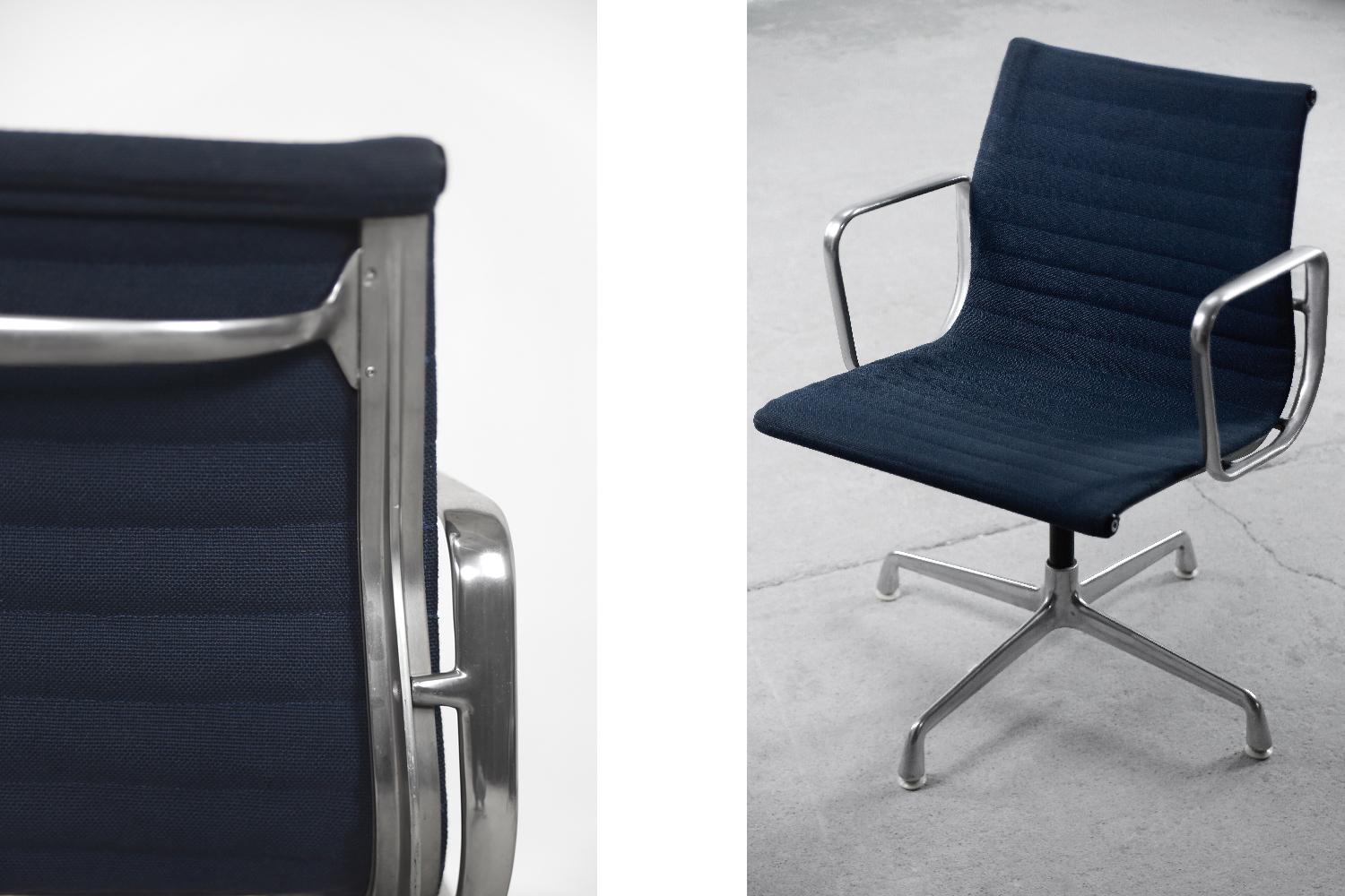 Mid-20th Century Vintage Fabric Aluminum EA 108 Desk Chair by Charles&Ray Eames for Herman Miller For Sale