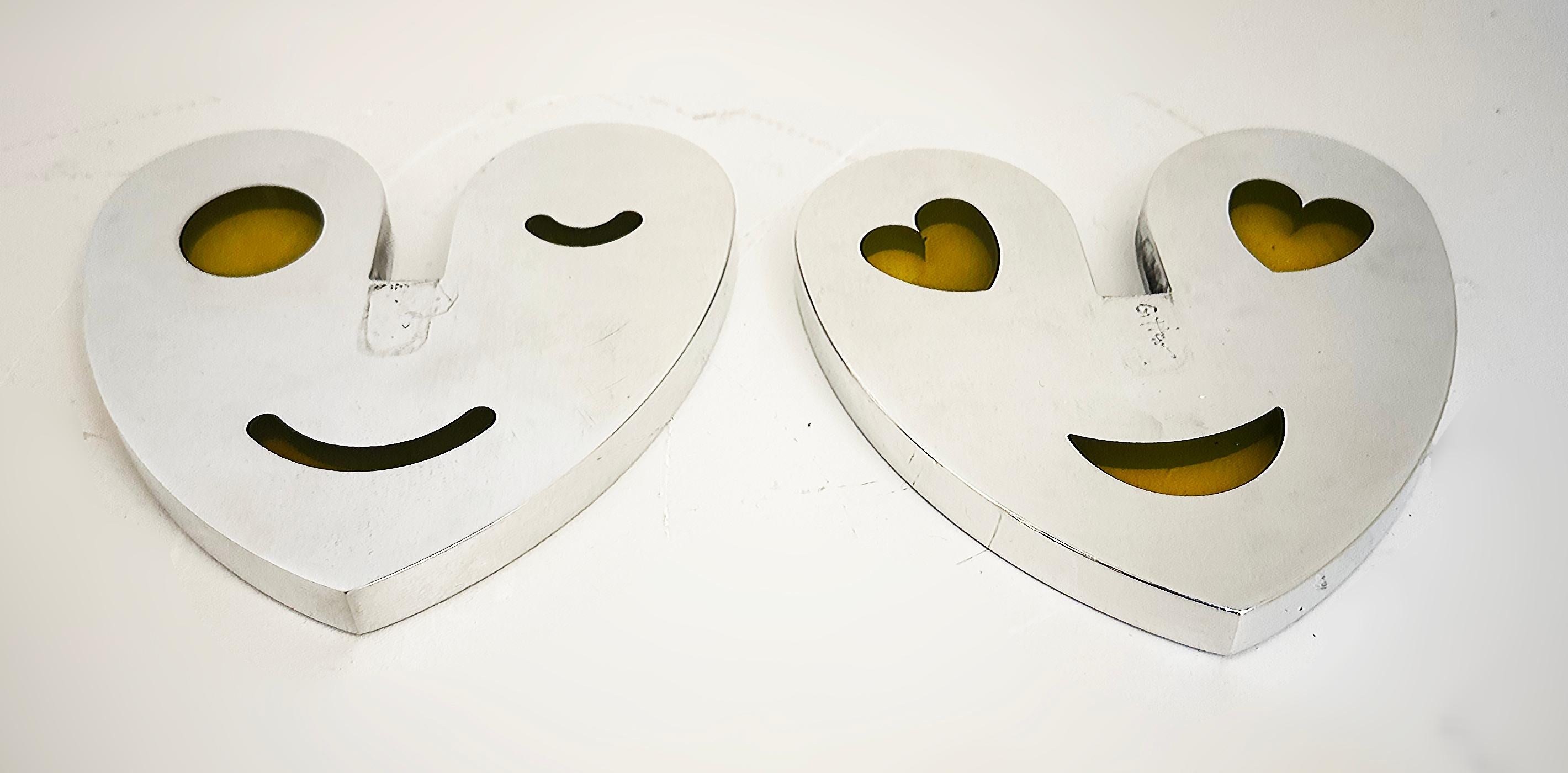   Aluminum, Epoxy Resin Interlocking Hearts Sculpture by Michael Gitter For Sale 2