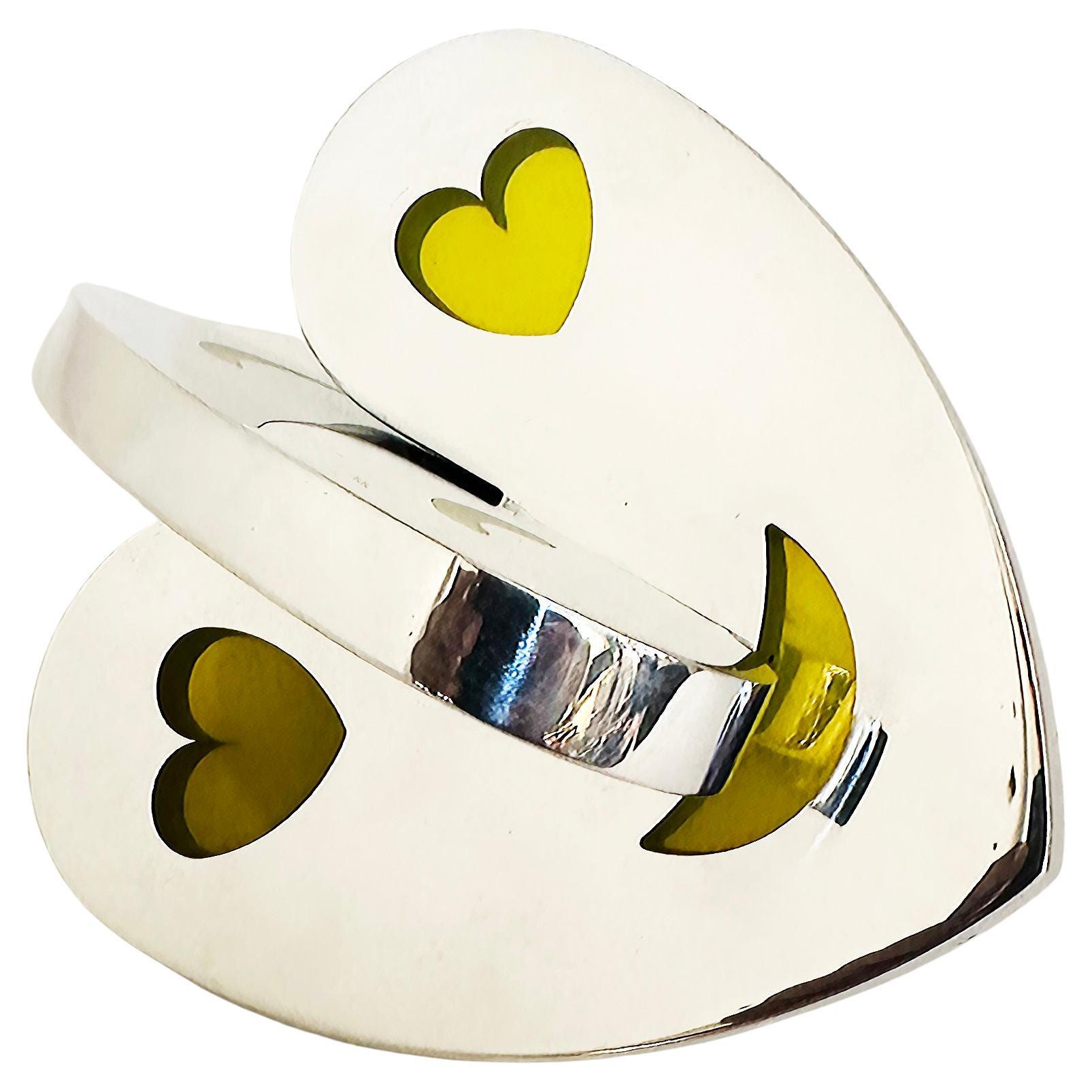   Aluminum, Epoxy Resin Interlocking Hearts Sculpture by Michael Gitter For Sale