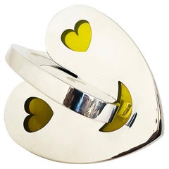  Aluminum, Epoxy Resin Interlocking Hearts Sculpture by Michael Gitter