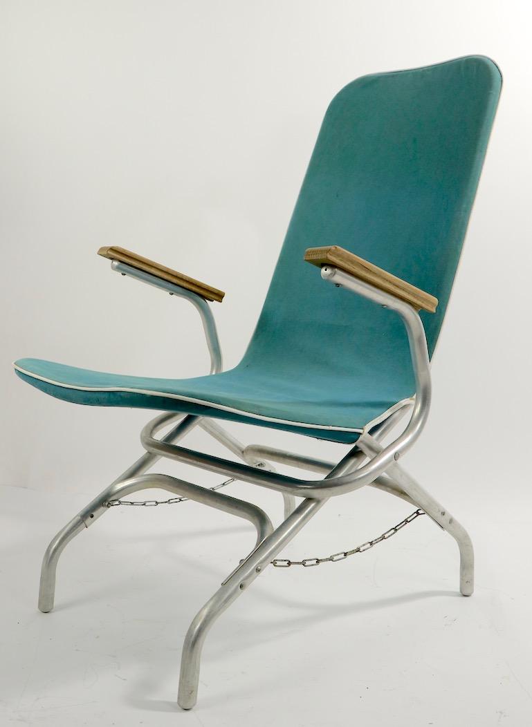 20th Century Aluminum Frame Chaise Lounge Patio Garden Chair For Sale