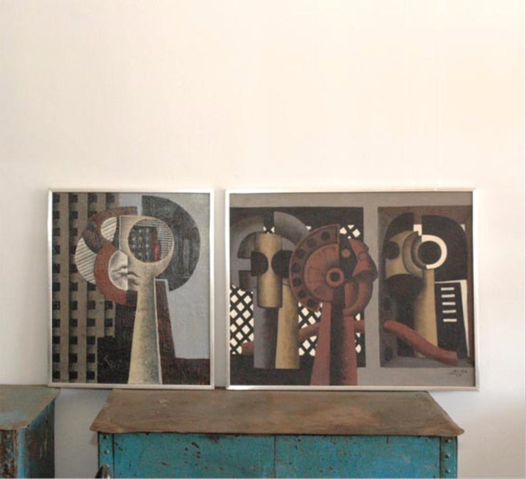 Aluminum Framed Cubist Composition by Jose Herrera For Sale at 1stDibs