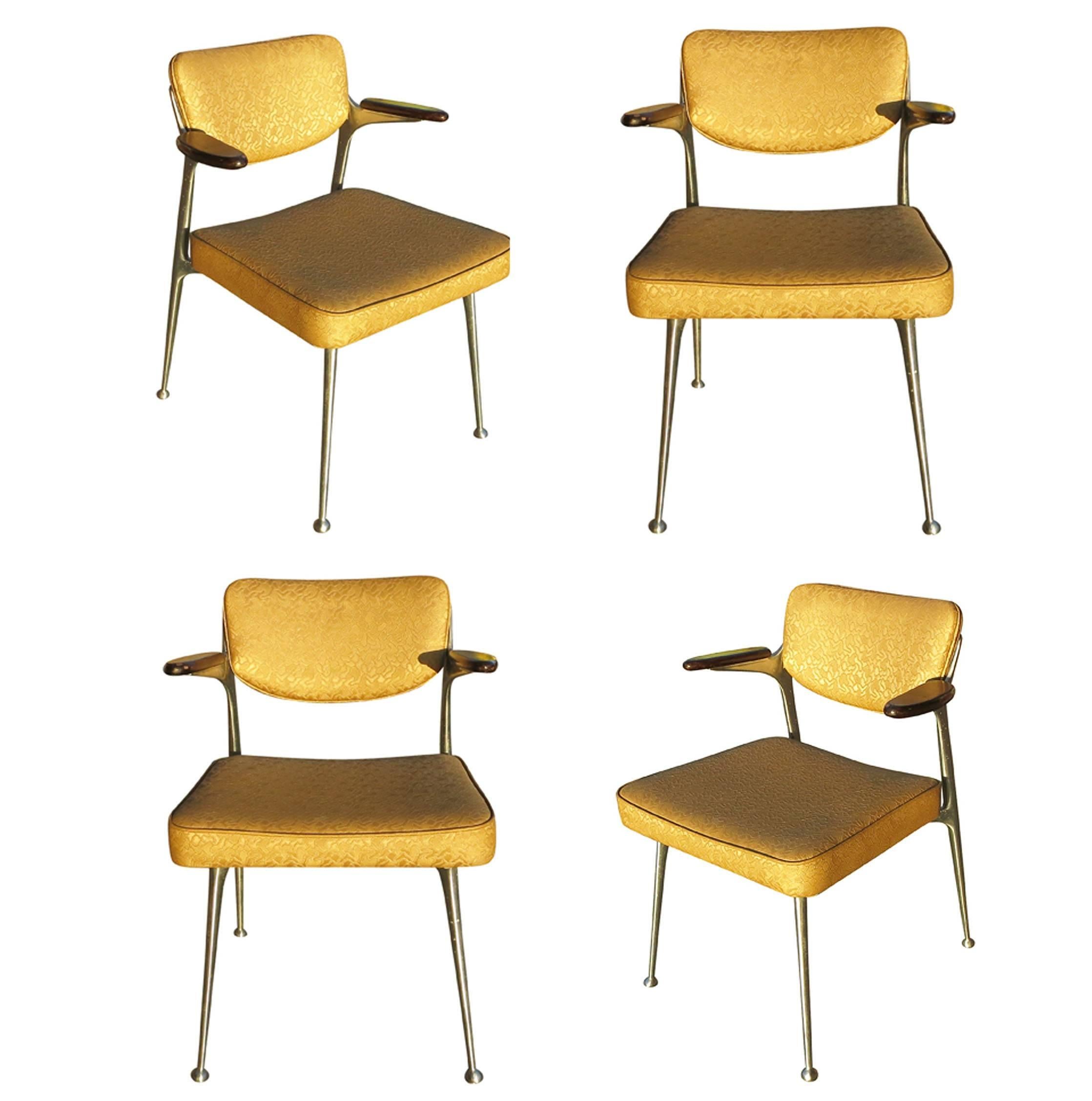 Aluminum Gazelle Armchairs by Shelby Williams, Set of Four For Sale