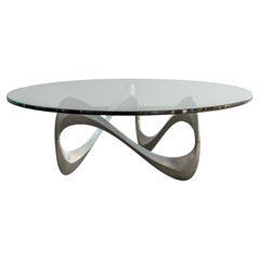 Couchtisch aus Aluminium und Glas „Schlange“ Knut Hesterberg für Ronald Schmitt, 1960er Jahre
