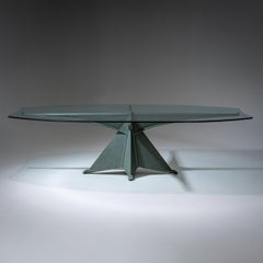 Aluminum & Glass Dining Table, “Alada”, attr. to O. Tusquets for Casas, Spain