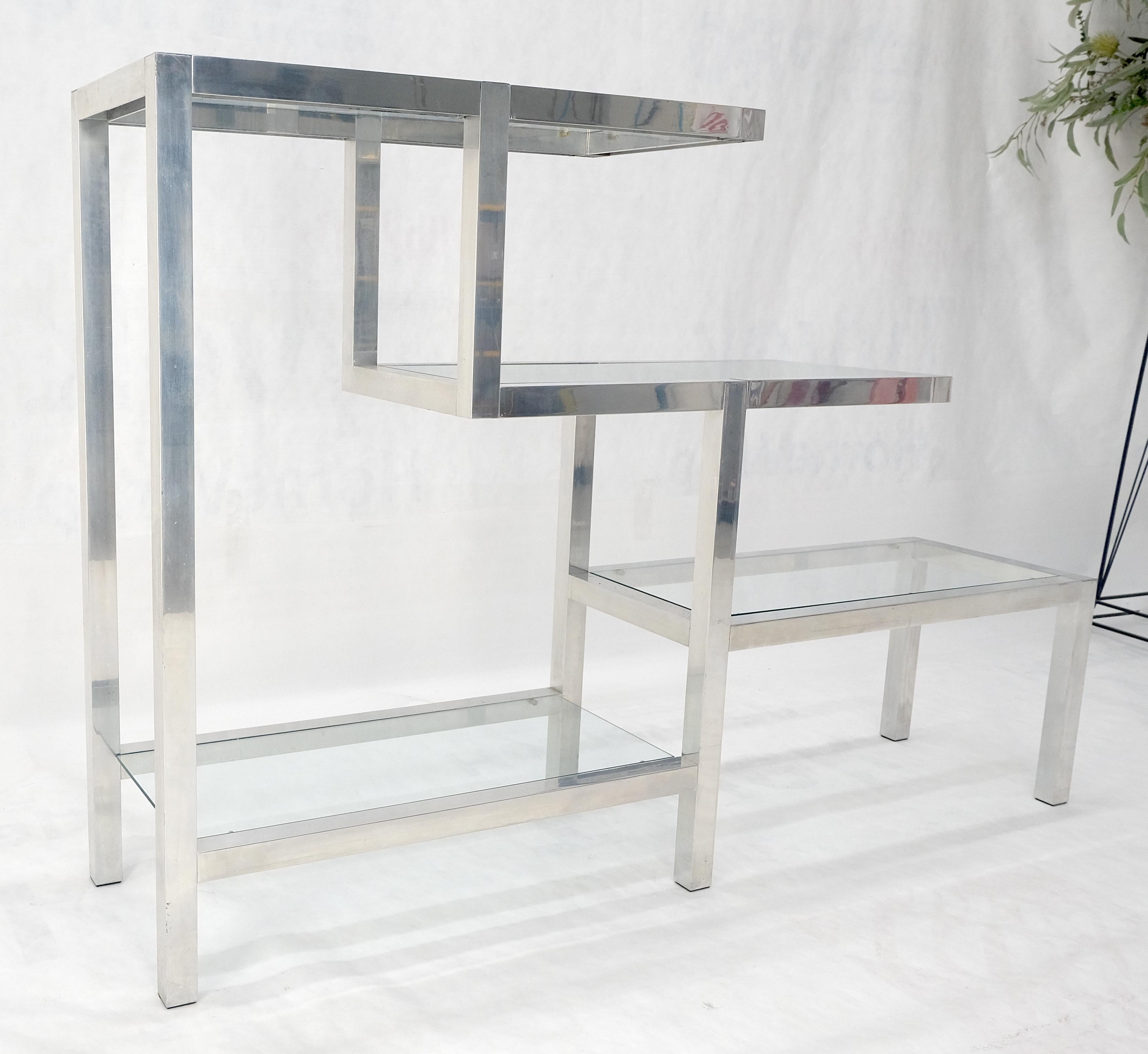 Ripiani in alluminio e vetro Stile Tavolo Etagere a parete in vendita 4
