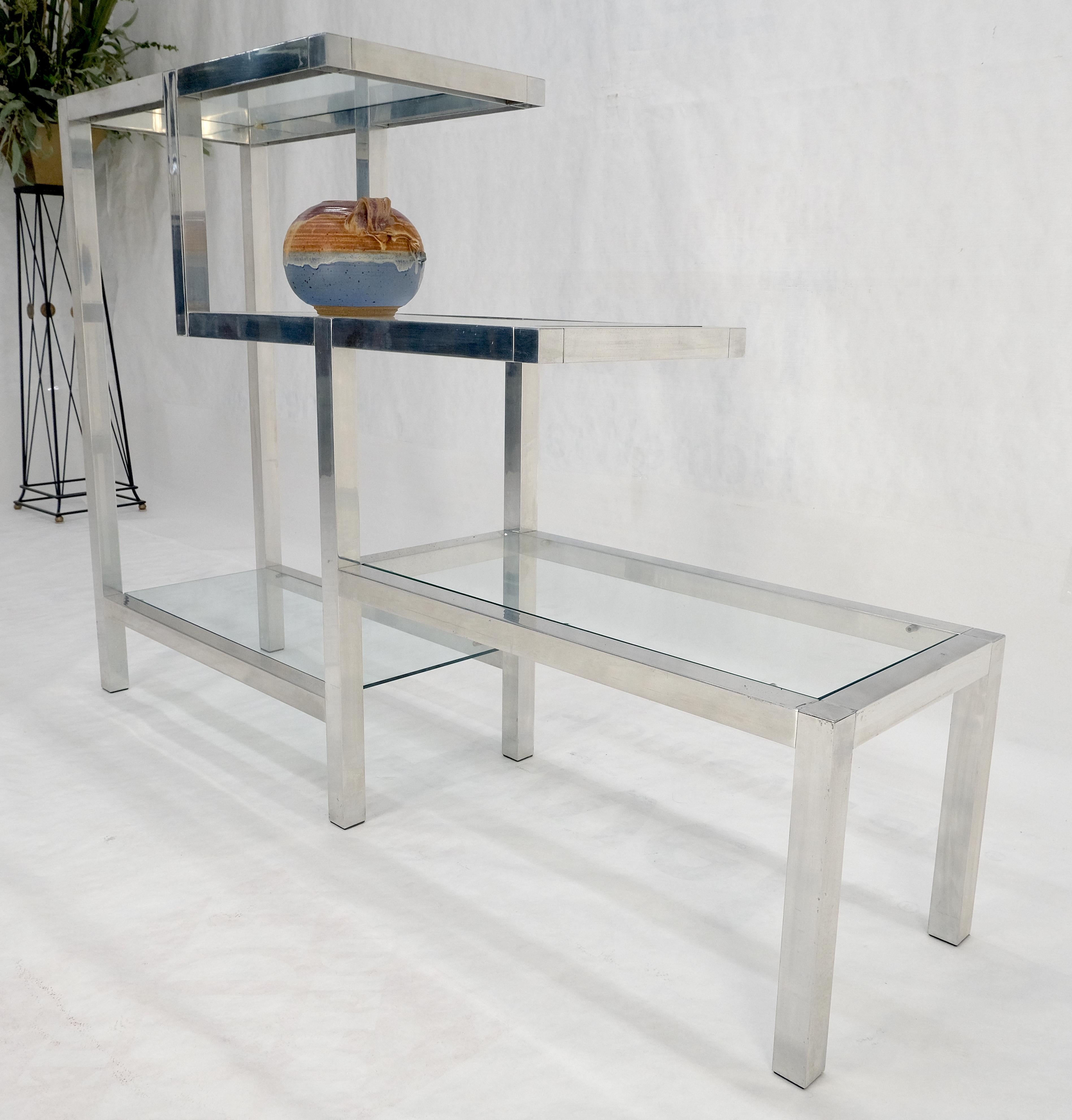 Americano Ripiani in alluminio e vetro Stile Tavolo Etagere a parete in vendita