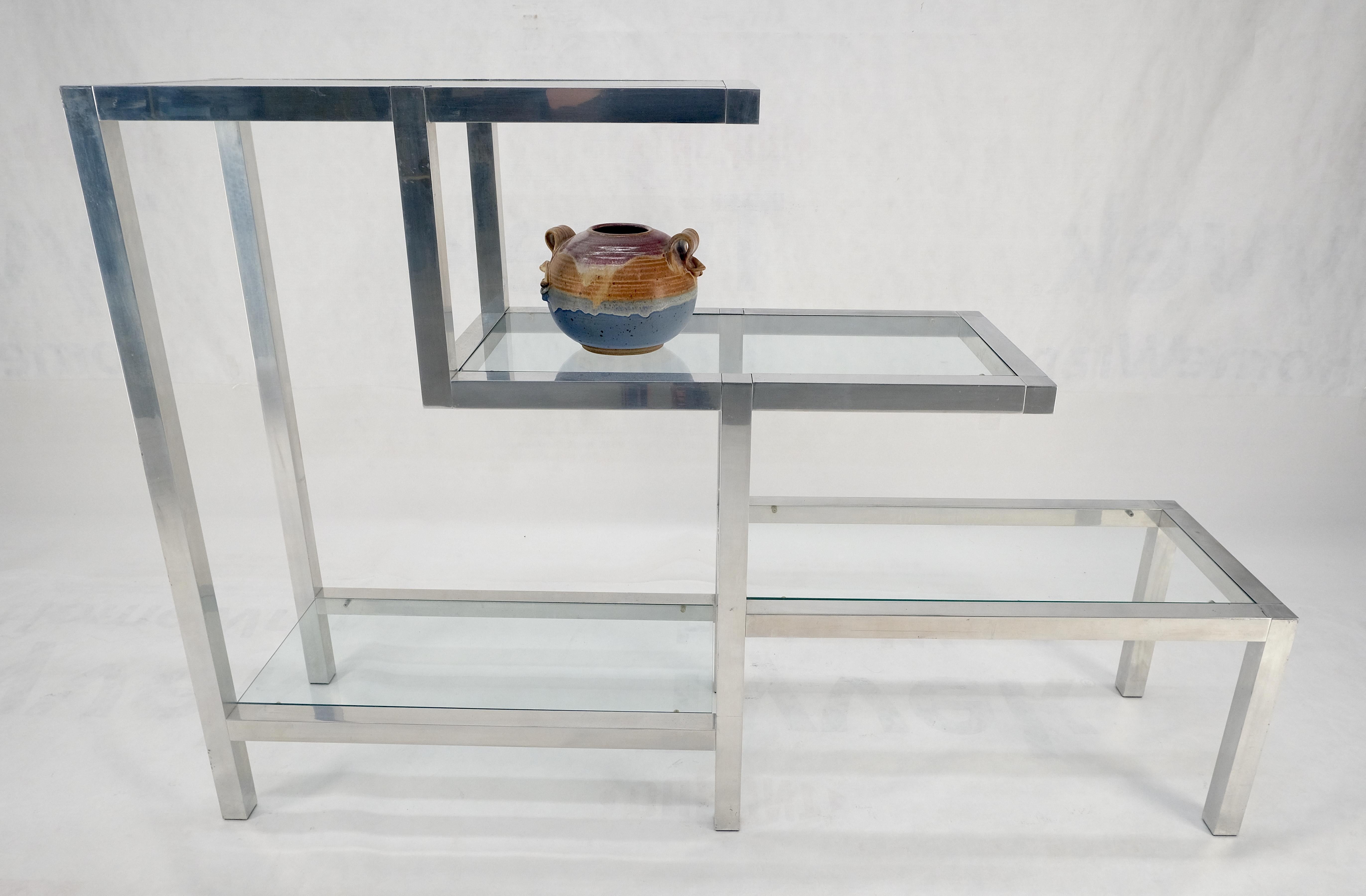 Alluminio Ripiani in alluminio e vetro Stile Tavolo Etagere a parete in vendita