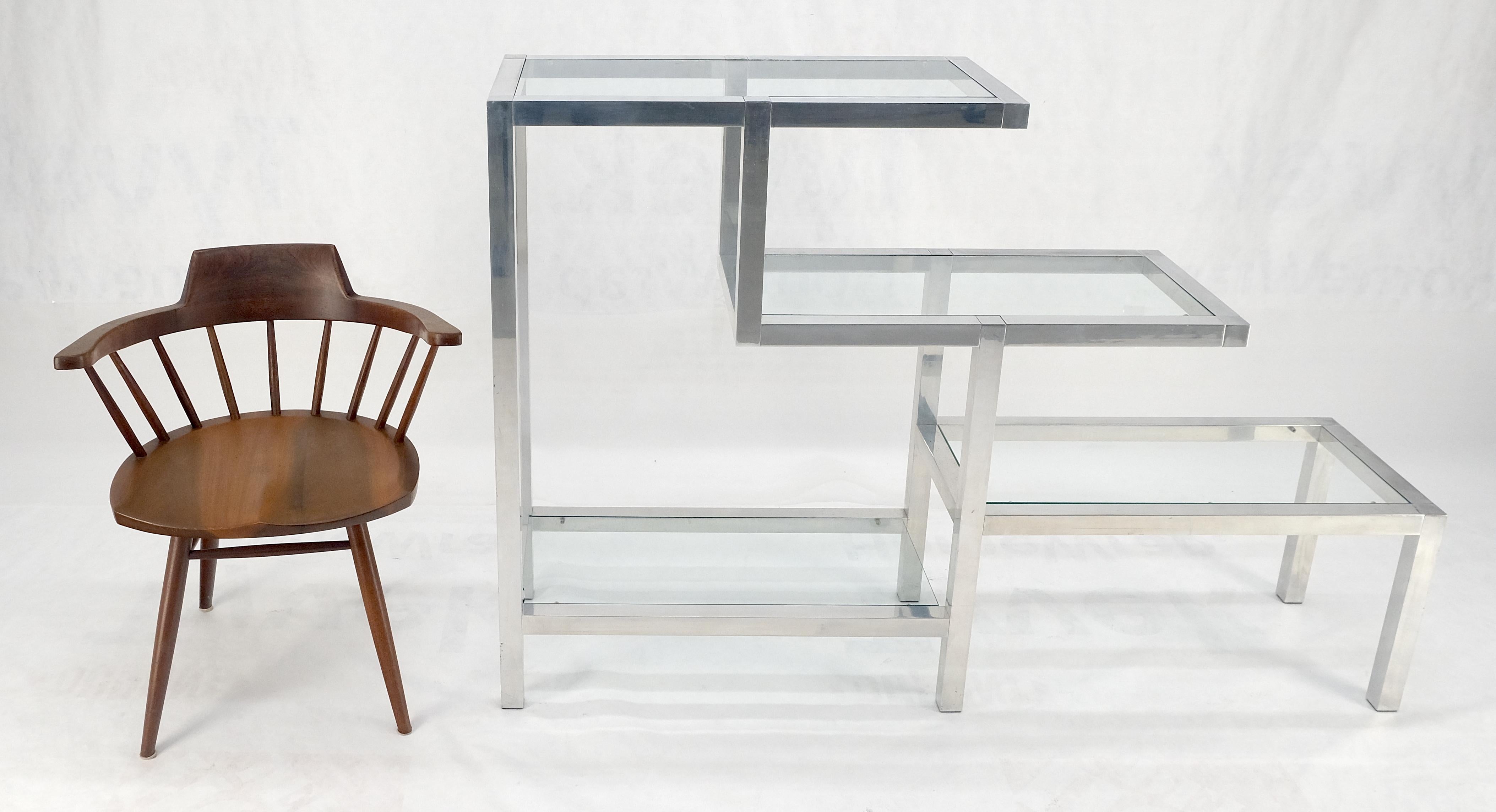 Ripiani in alluminio e vetro Stile Tavolo Etagere a parete in vendita 1