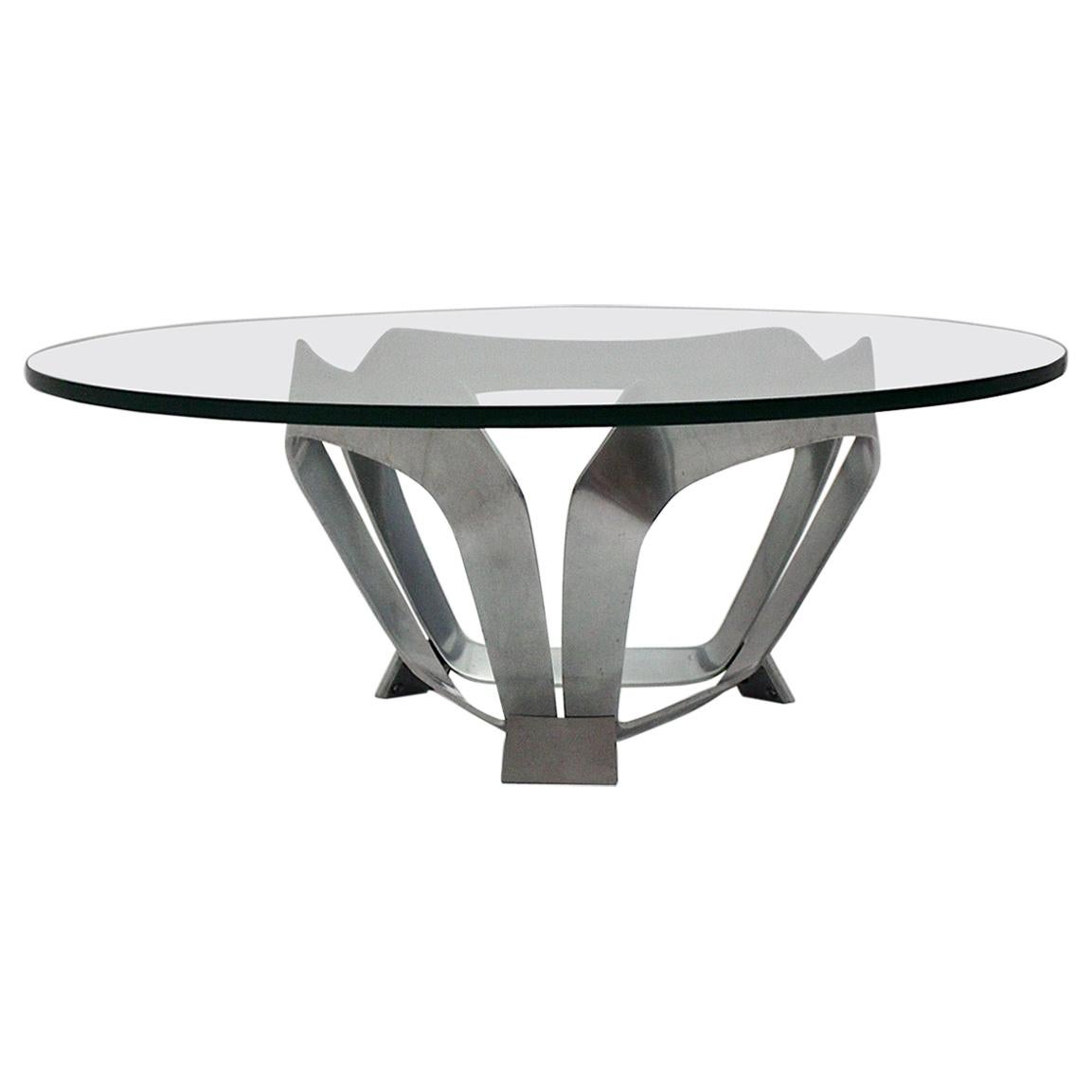 Aluminum Glass Space Age Vintage Coffee Table by Knut Hesterberg 1960s Germany