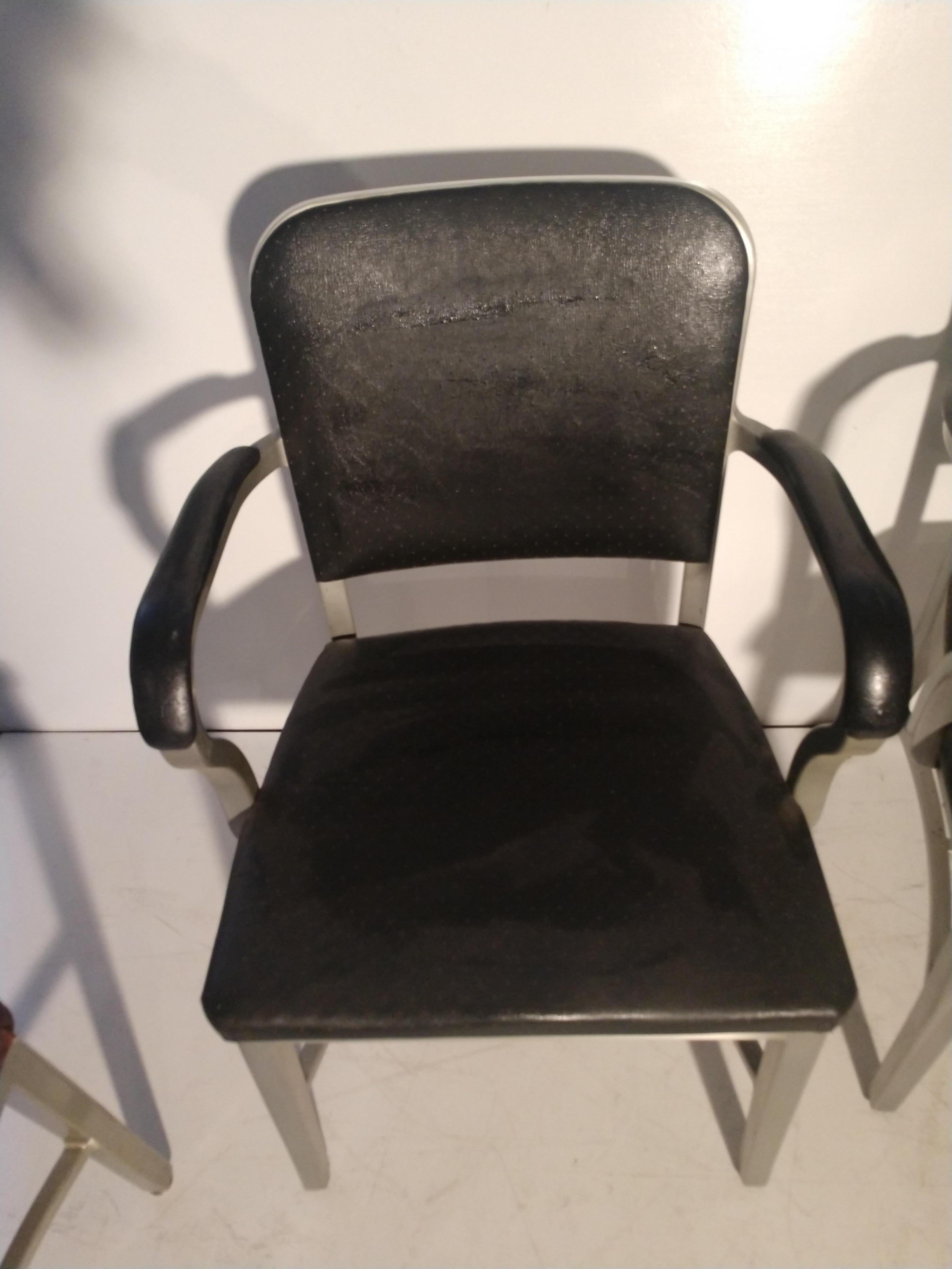 Mid-20th Century Aluminum Good Form Navy + Art Metal Construction Chairs Remington Rand