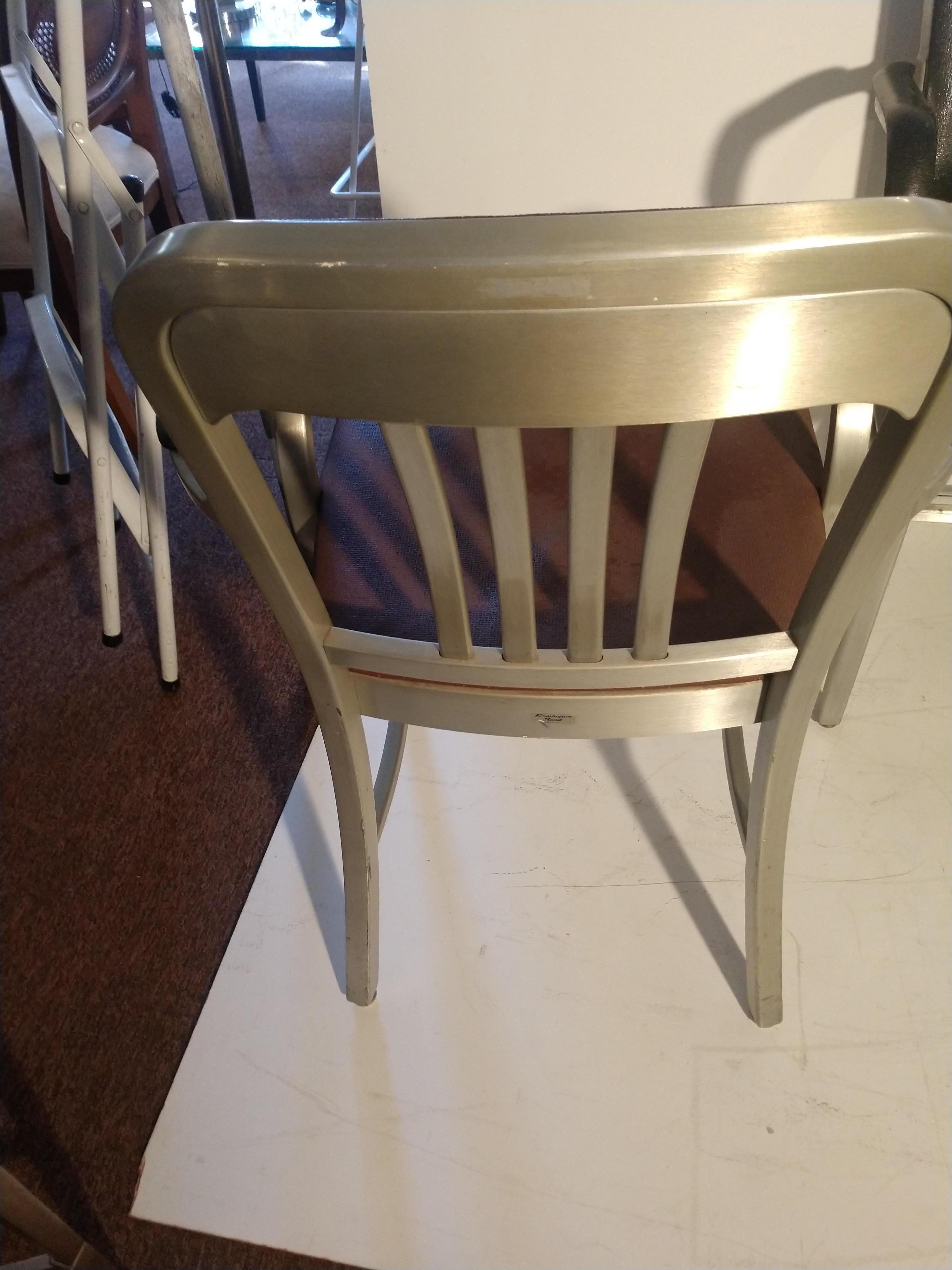 Fabric Aluminum Good Form Navy + Art Metal Construction Chairs Remington Rand
