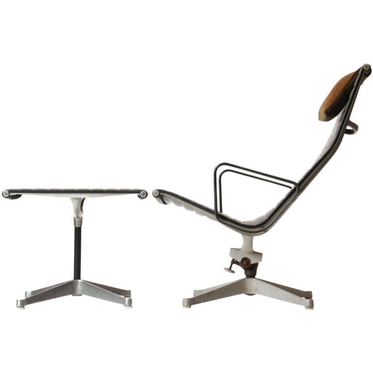 Aluminum Group Lounge Chair & Ottoman by Charles and Ray Eames