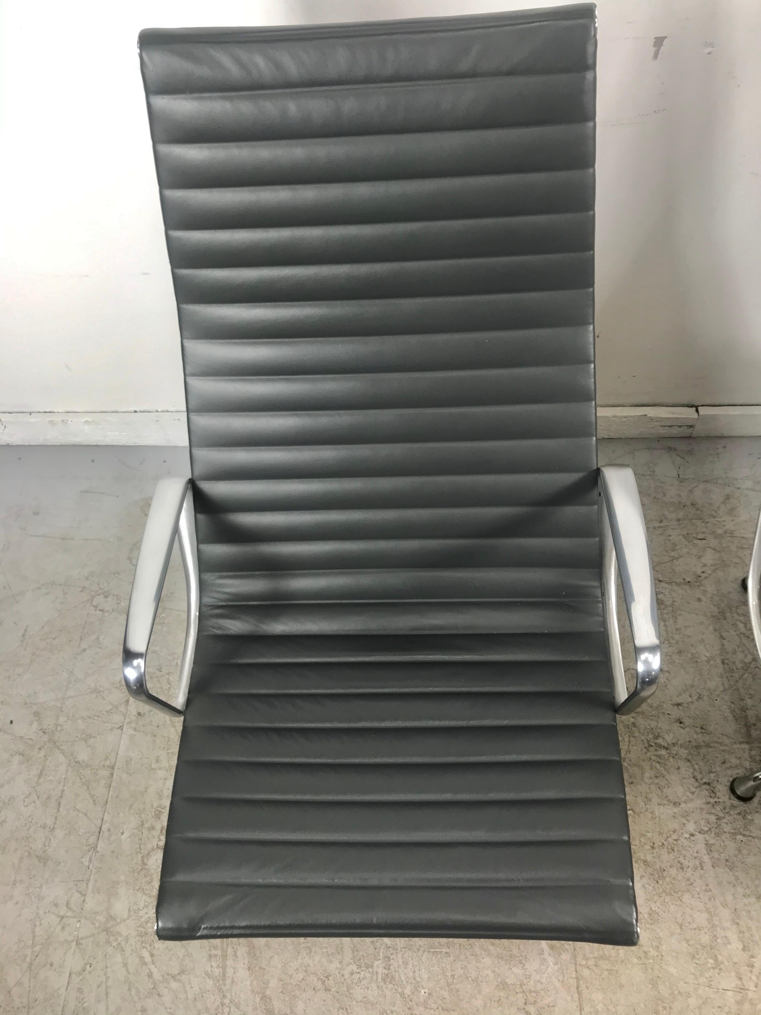 Aluminum Group Lounge Chairs by Charles Eames for Herman Miller, Custom Leather 3