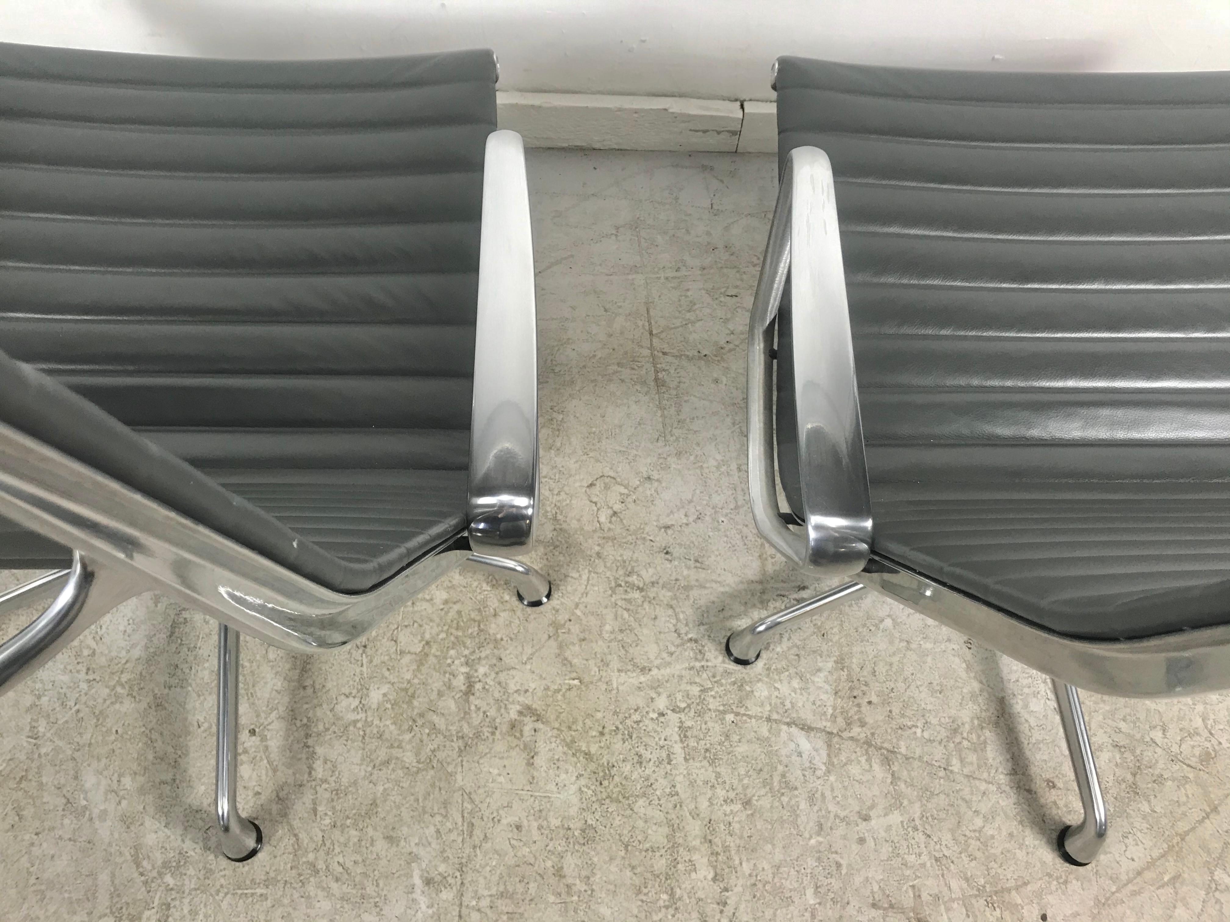 Contemporary Aluminum Group Lounge Chairs by Charles Eames for Herman Miller, Custom Leather