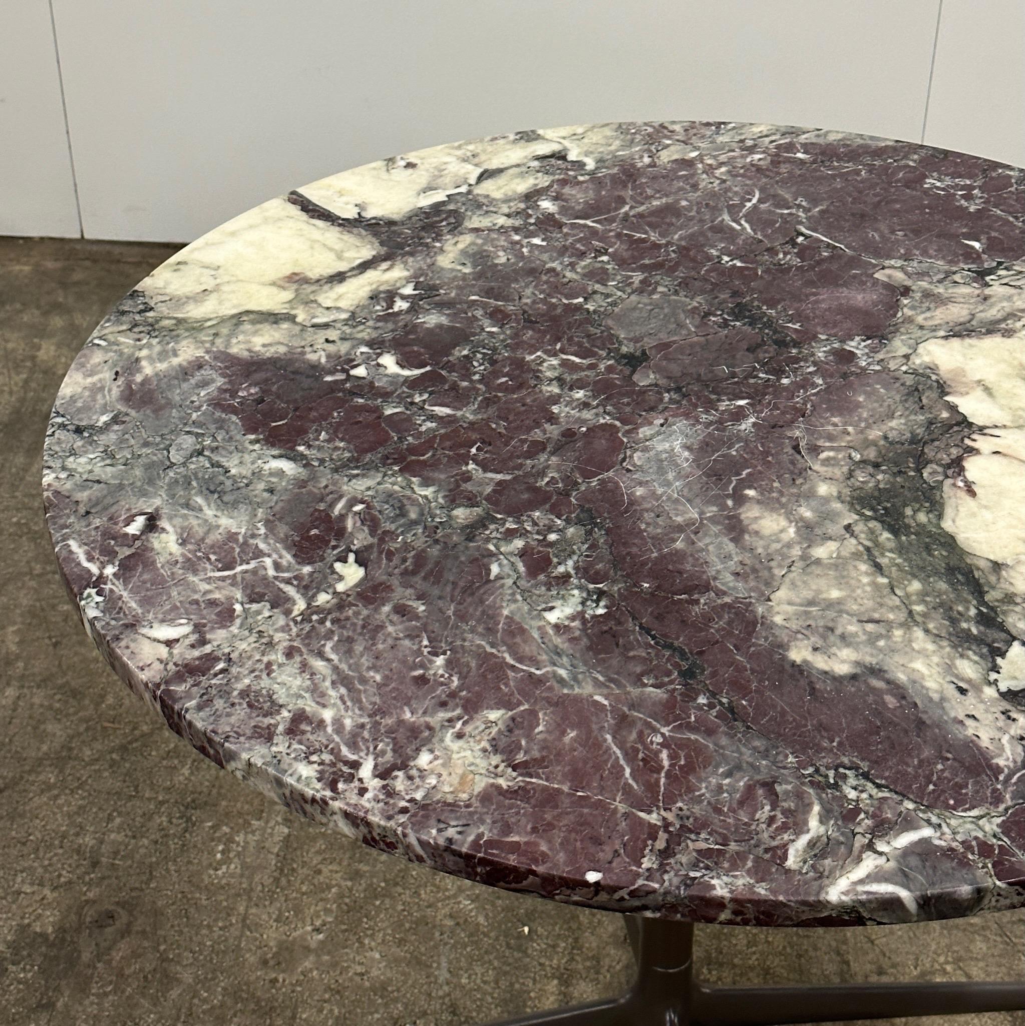 c. 1980s. Purple marble top is not original but matches perfectly. Gorgeous veining.