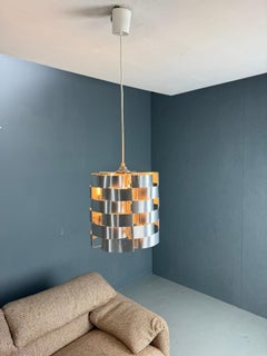 Max Sauze Aluminum Pendant Lamp, Mid-Century Modern, France, 1970s