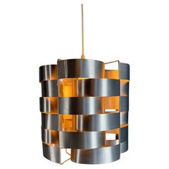 Max Sauze Aluminum Pendant Lamp, Mid-Century Modern, France, 1970s