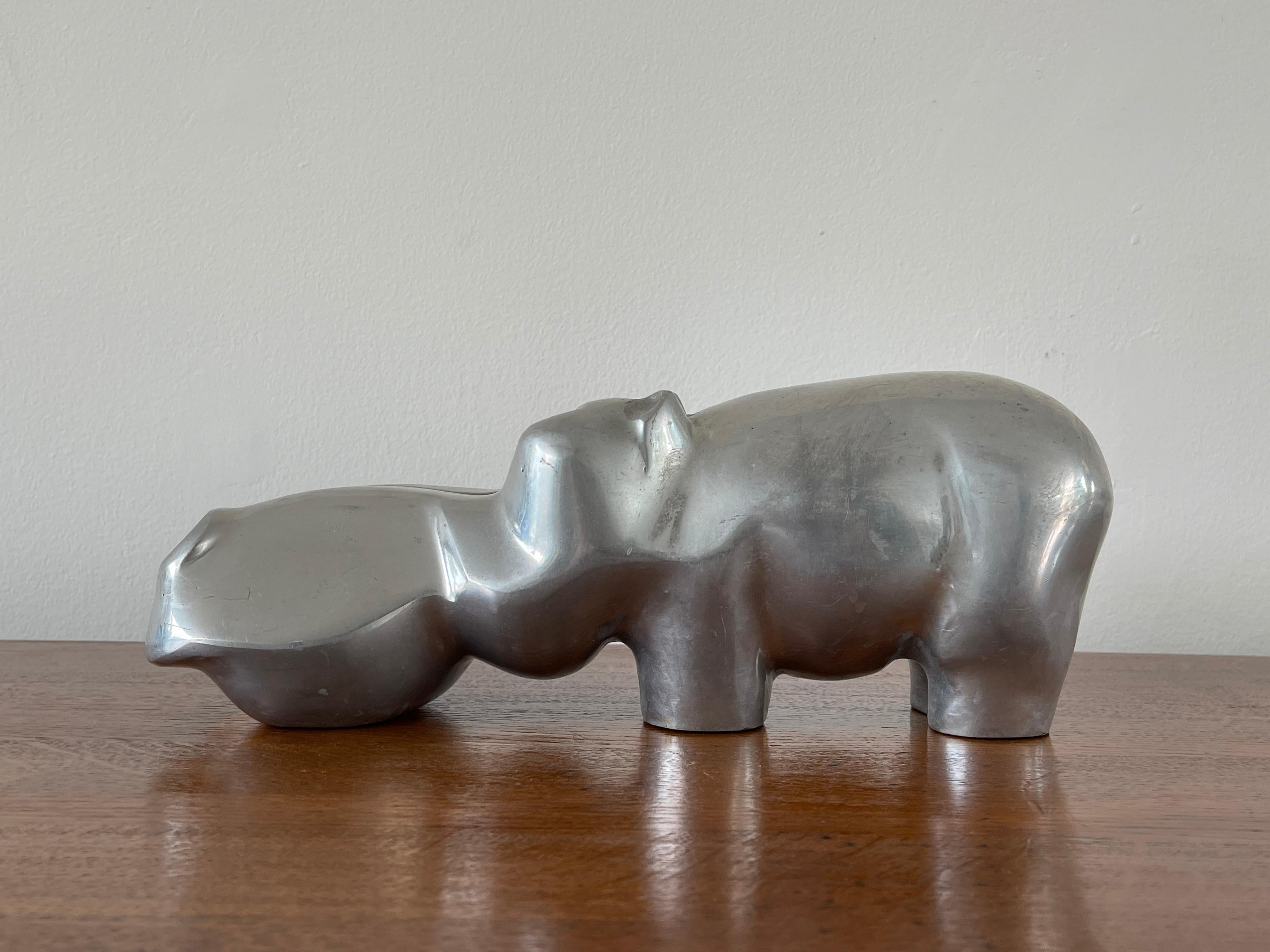 American Aluminum Hippopotamus Sculpture by David Parkin