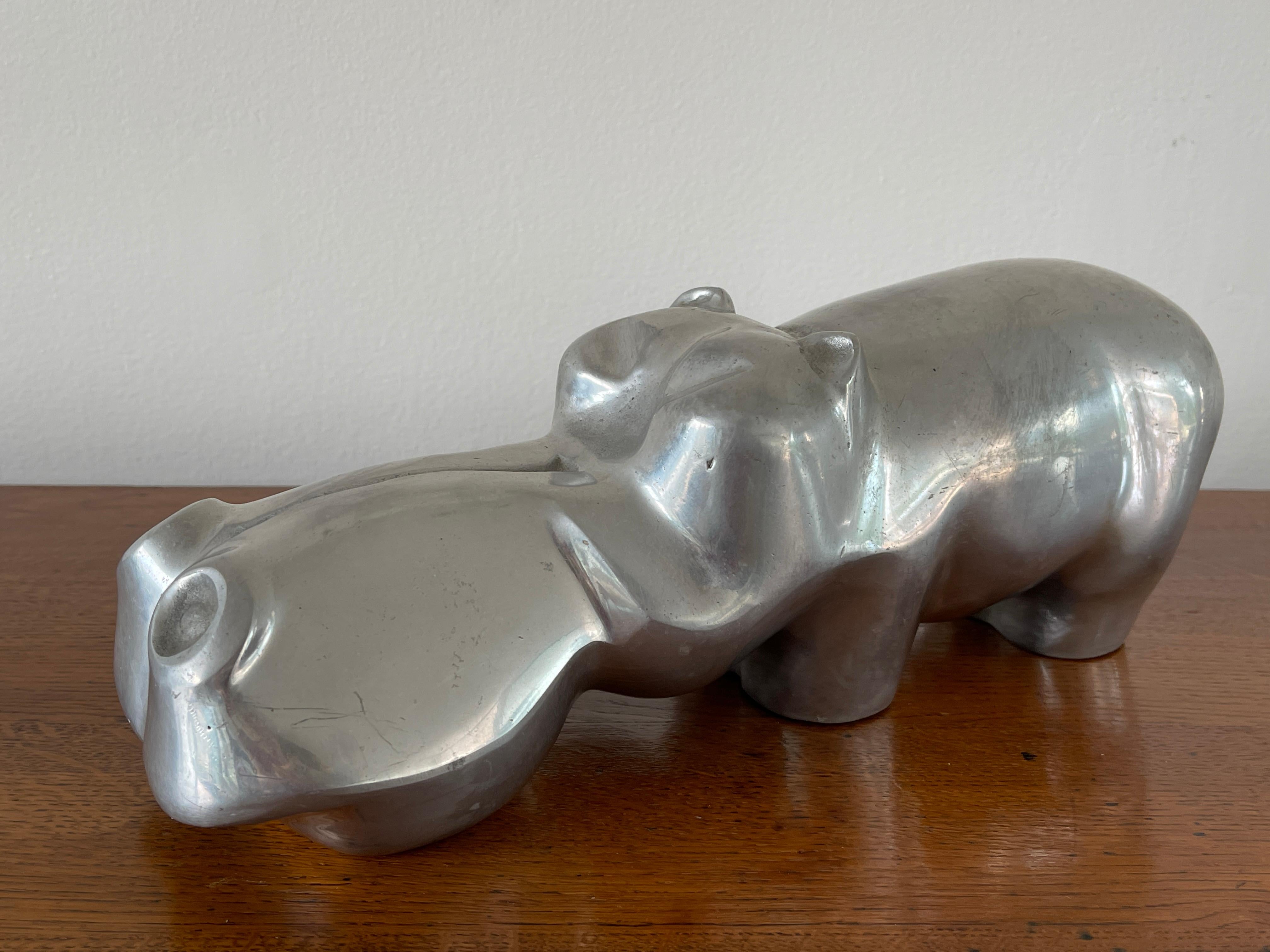 Aluminum Hippopotamus Sculpture by David Parkin In Good Condition In Beverly Hills, CA