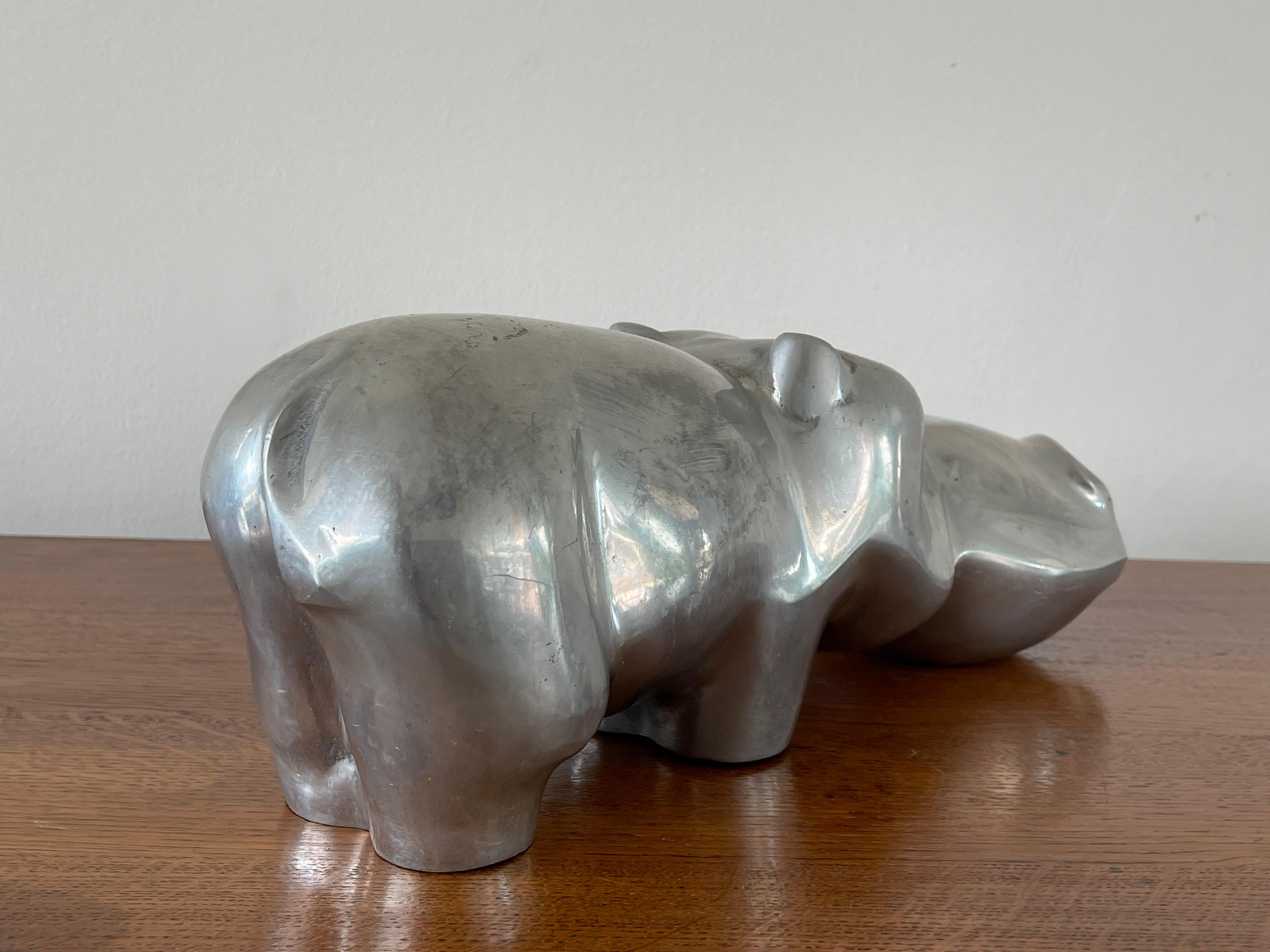Late 20th Century Aluminum Hippopotamus Sculpture by David Parkin