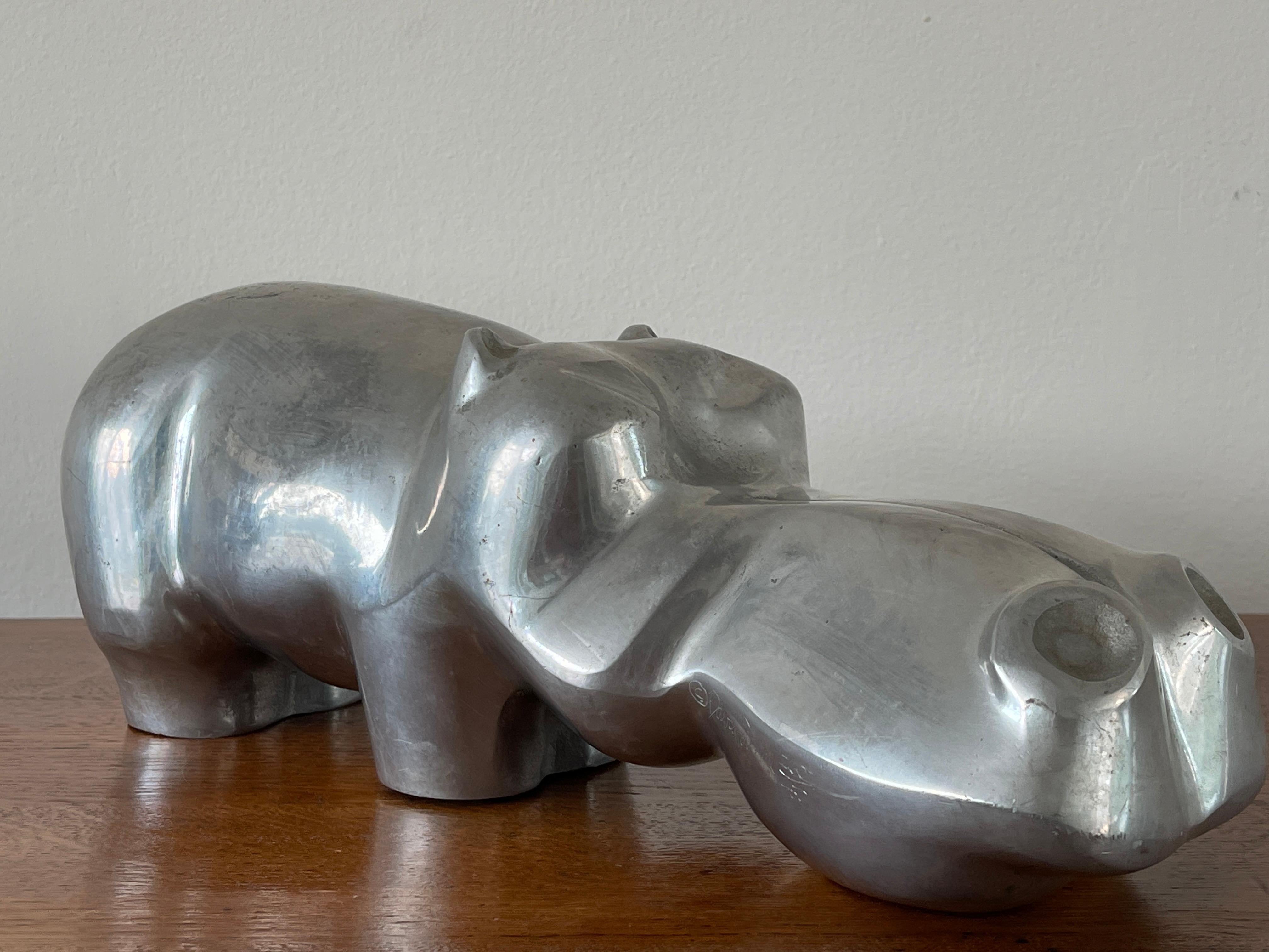 Aluminum Hippopotamus Sculpture by David Parkin 3