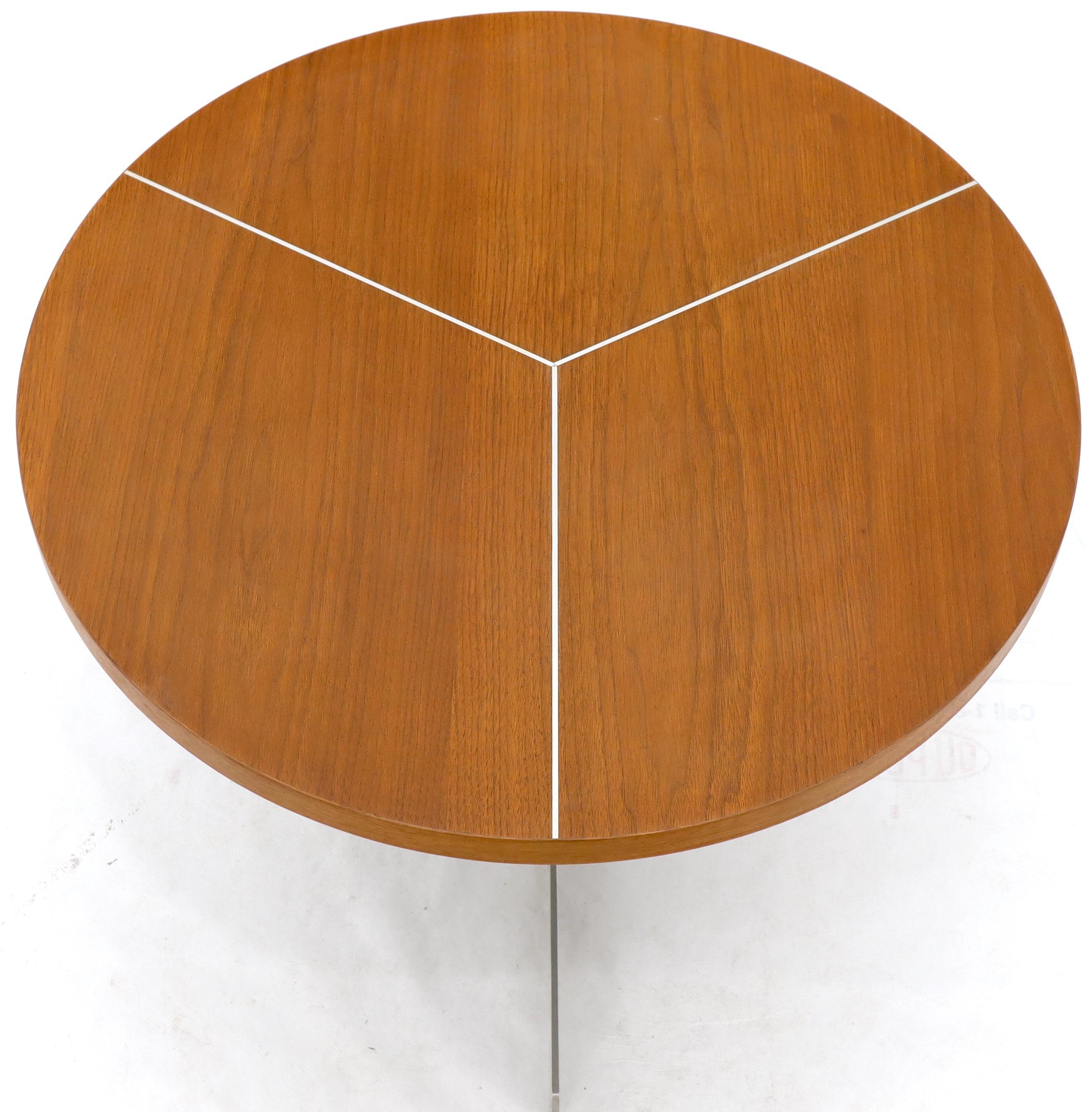 Aluminum Inlay Walnut Top Tri Legged Side End Table 4