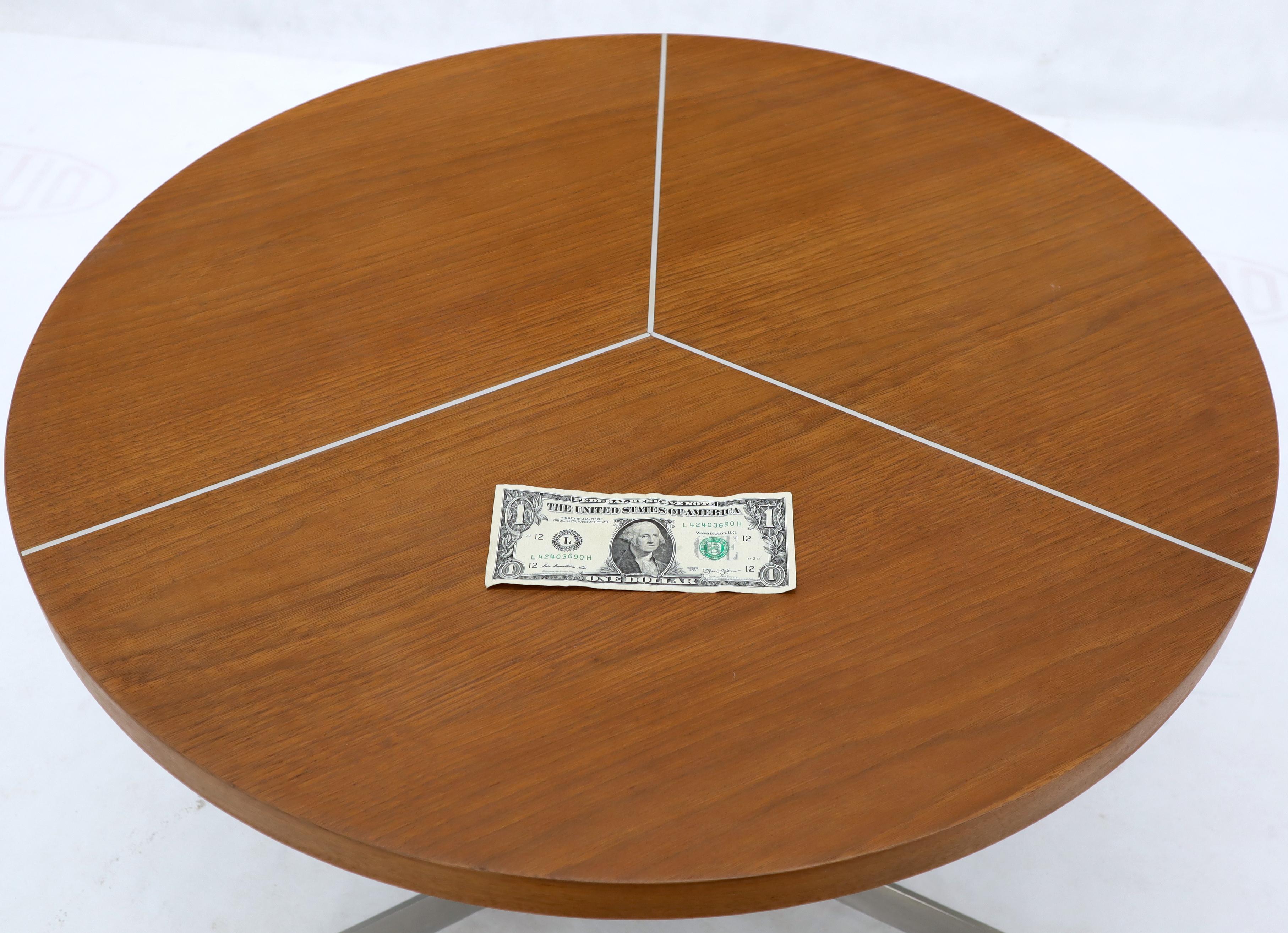Mid-Century Modern Aluminum Inlay Walnut Top Tri Legged Side End Table