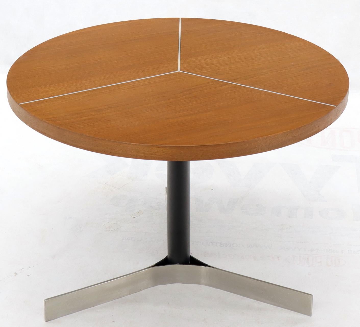 American Aluminum Inlay Walnut Top Tri Legged Side End Table