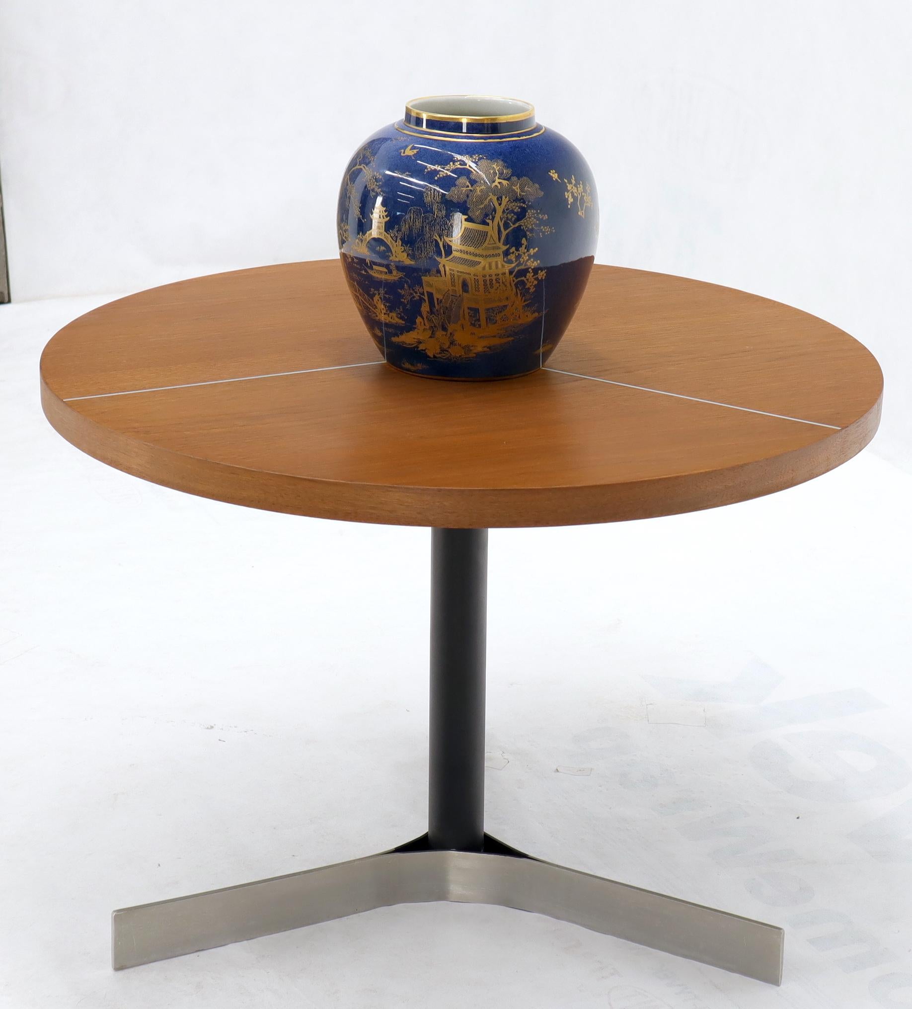 Aluminum Inlay Walnut Top Tri Legged Side End Table 1