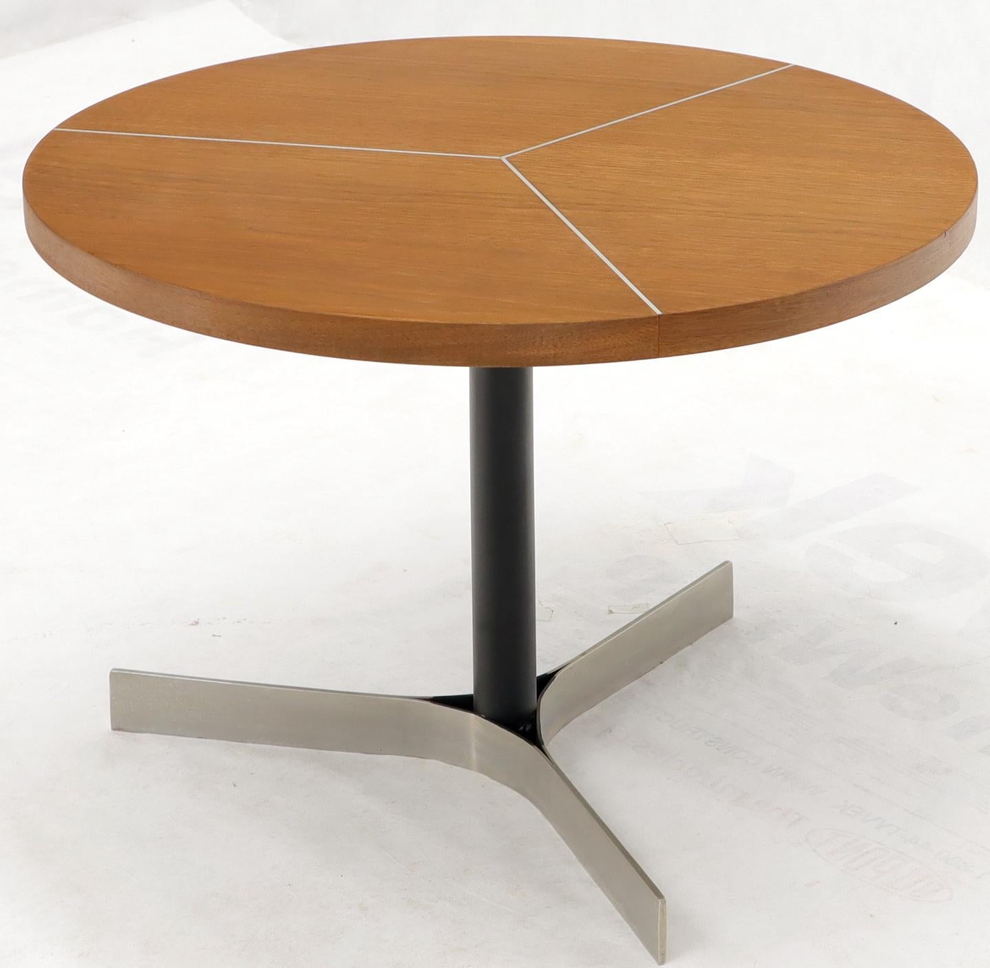 Aluminum Inlay Walnut Top Tri Legged Side End Table 3