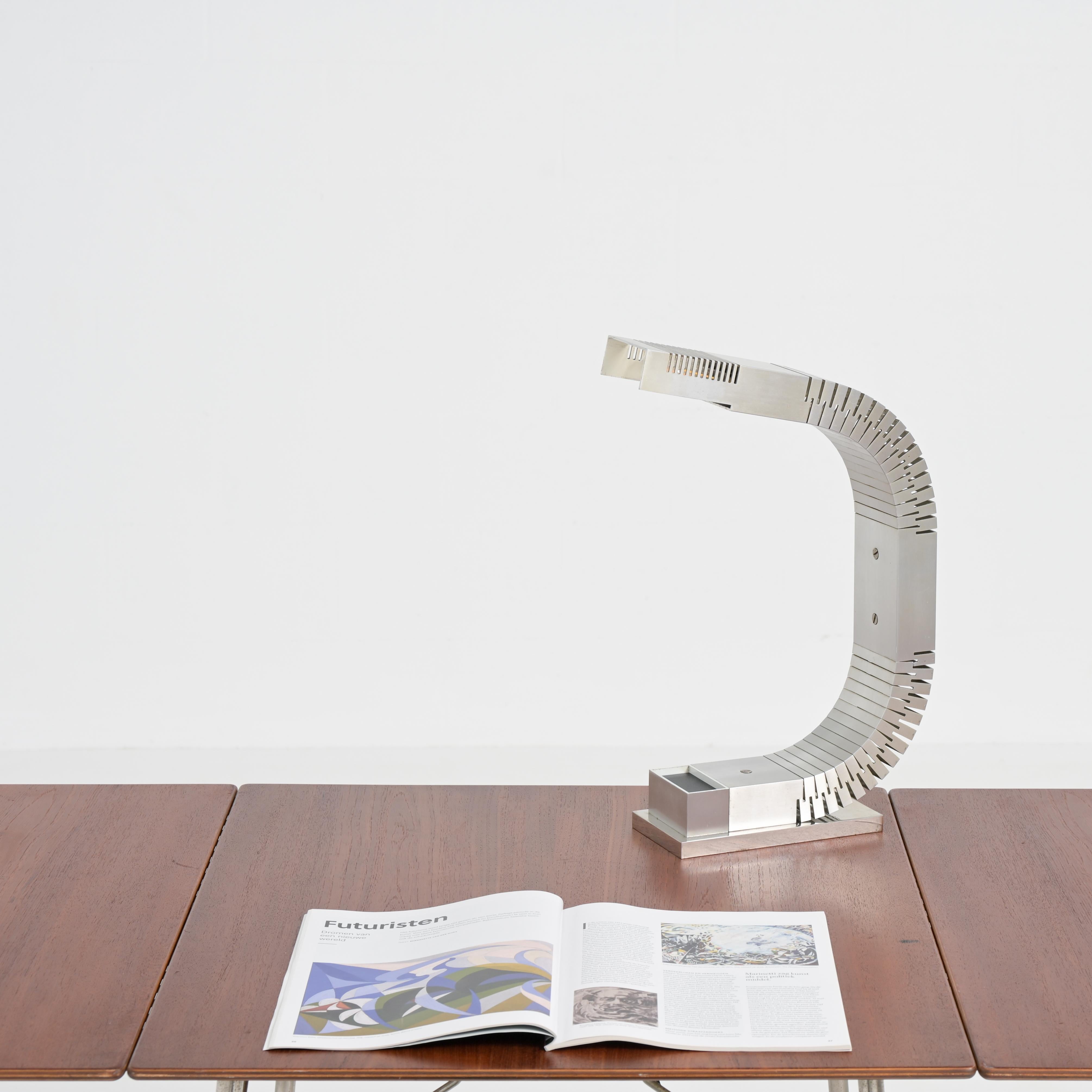 French Aluminum Lamp Attributed to Henri Mathieu For Sale