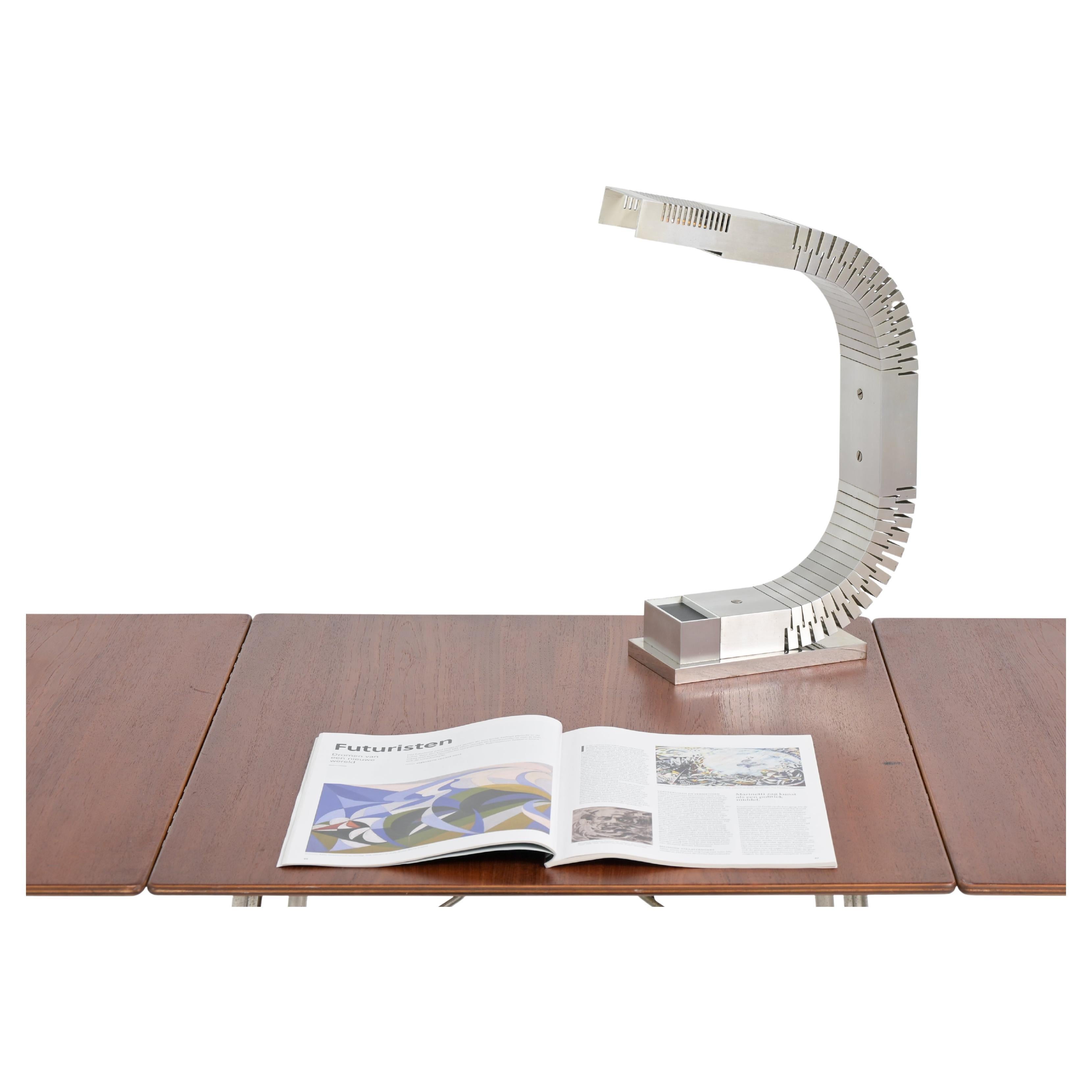 Aluminum Lamp Attributed to Henri Mathieu For Sale