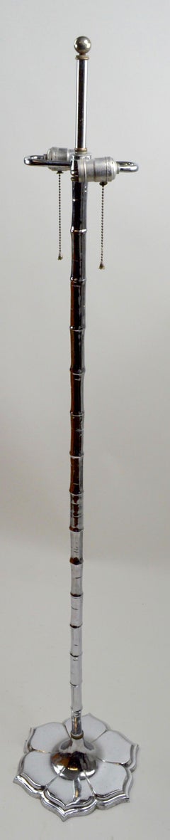 Aluminum Lotus Base Floor Lamp with Faux Bamboo Stem