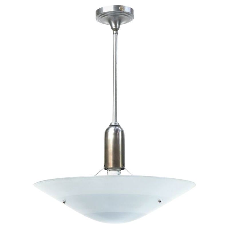 Colgante de aluminio de mediados de siglo con cristal azul en venta