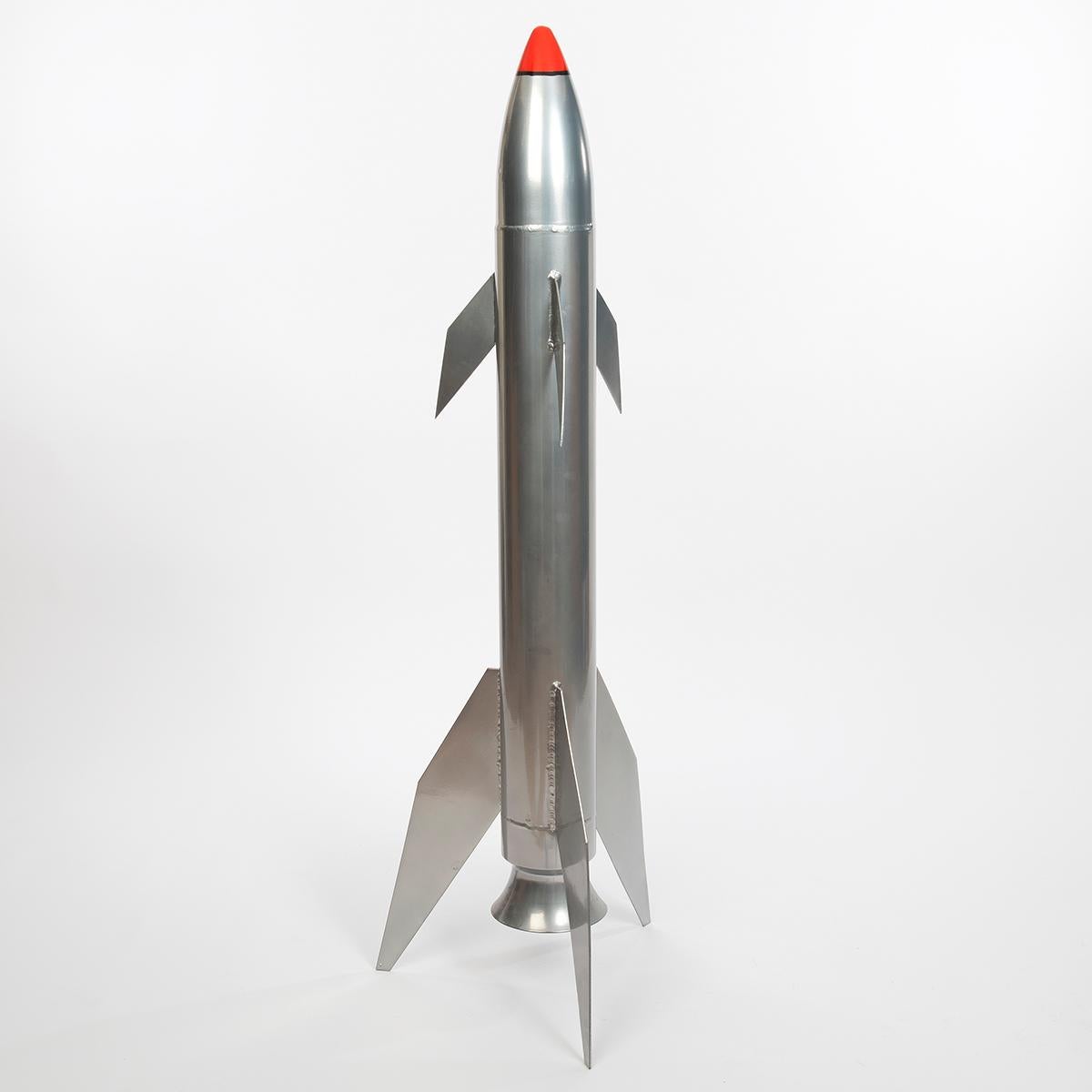Our missile is a mock up, made by a university engineering team to demonstrate the complexity and skill involved to create and manufacture aluminium to aluminium welding. A great conversation starter.

Specification : 140cm high, 46cm wide and 40cm