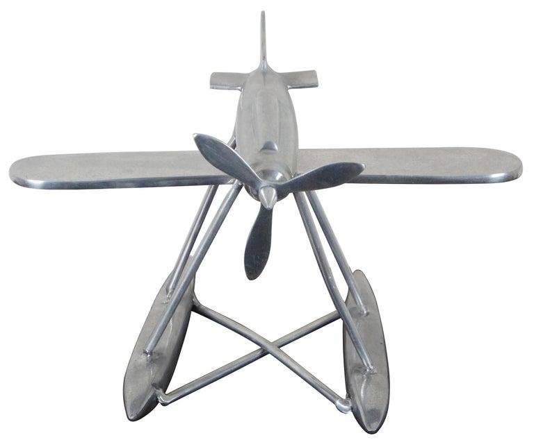 Aluminum Model Sea Propeller Airplane Metal Plane Sculpture Modern Nautical In Good Condition For Sale In Dayton, OH