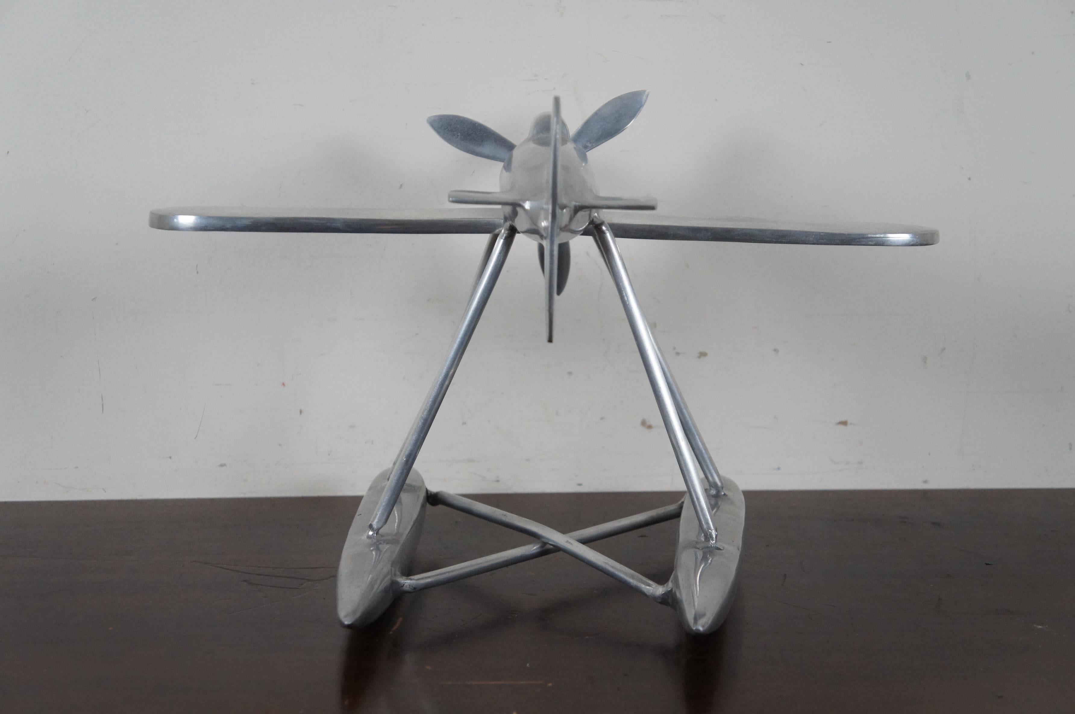 Aluminum Model Sea Propeller Airplane Metal Plane Sculpture Modern Nautical In Good Condition In Dayton, OH