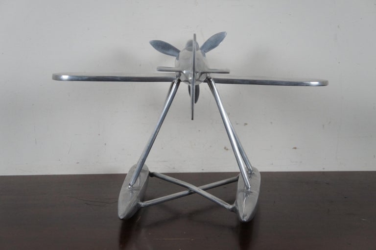 Aluminum Model Sea Propeller Airplane Metal Plane Sculpture Modern Nautical For Sale 1