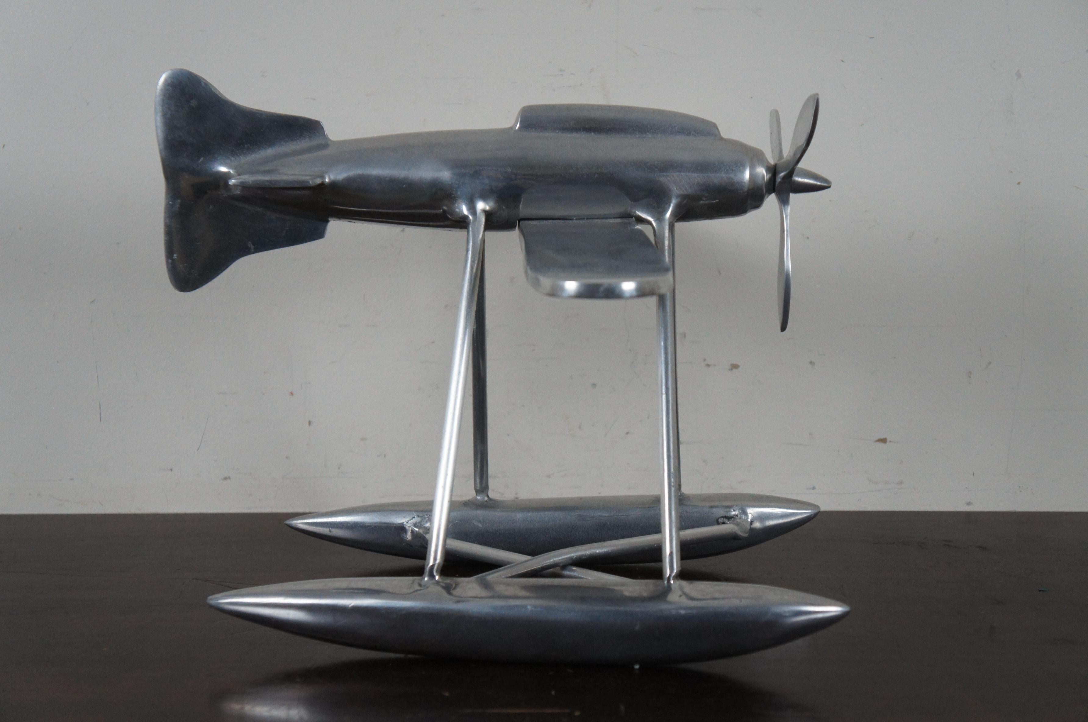 20th Century Aluminum Model Sea Propeller Airplane Metal Plane Sculpture Modern Nautical