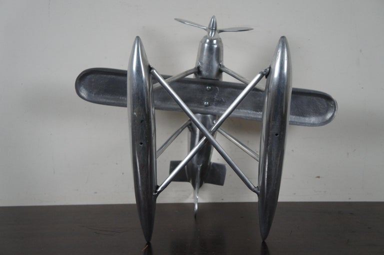 Aluminum Model Sea Propeller Airplane Metal Plane Sculpture Modern Nautical For Sale 4