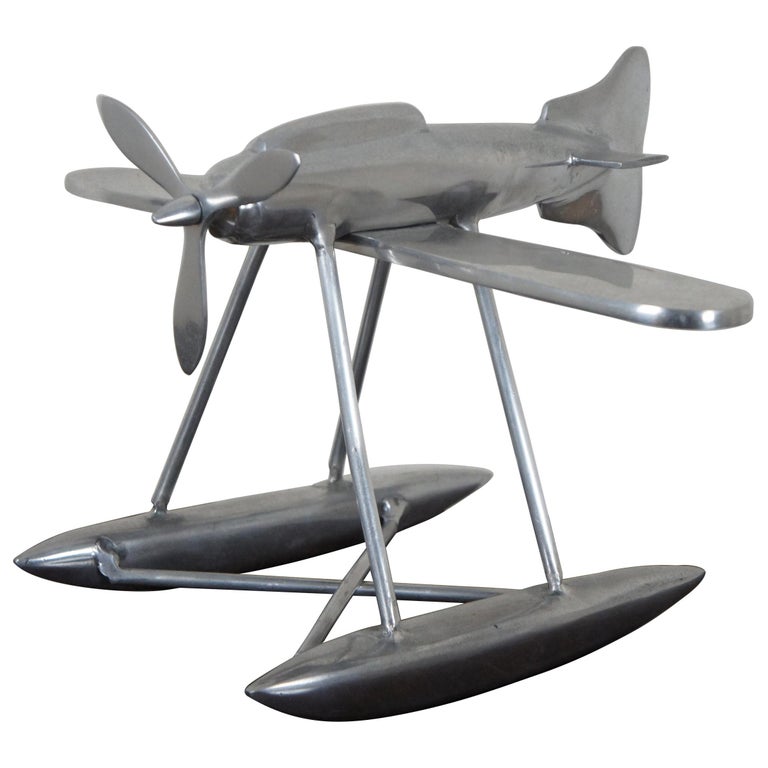Aluminum Model Sea Propeller Airplane Metal Plane Sculpture Modern Nautical For Sale