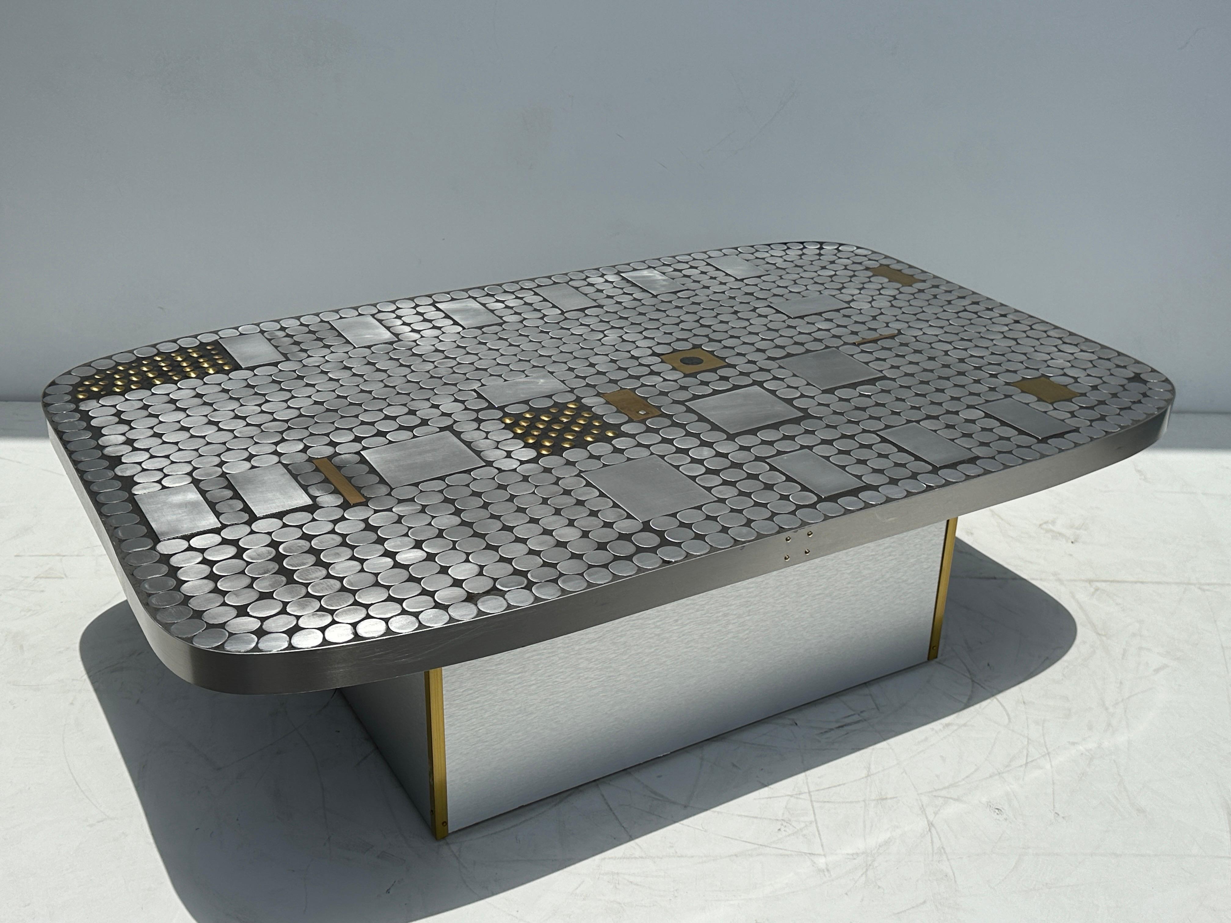 Brutalist Aluminum Mosaic Coffee Table by Raf Verjans